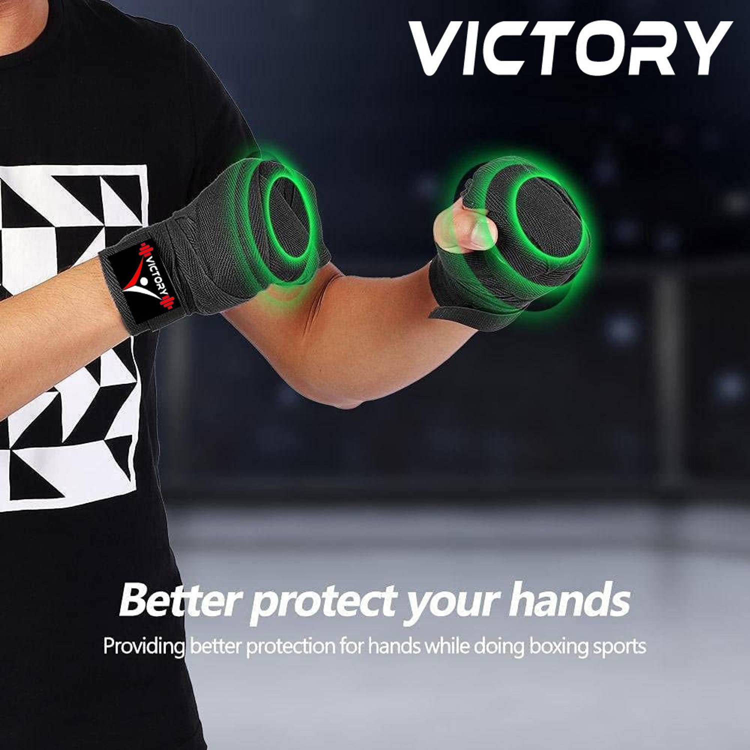 Victory Black Boxing Hand Wrap (1 Pair) - Image 3