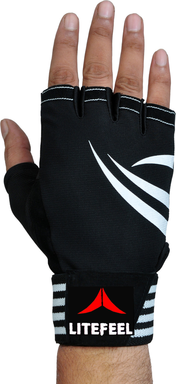Image of LITE FEEL Gym Hand Glove, Sport glove, Riding Glove, Hand Glove Gym & Fitness Gloves (White and Black)