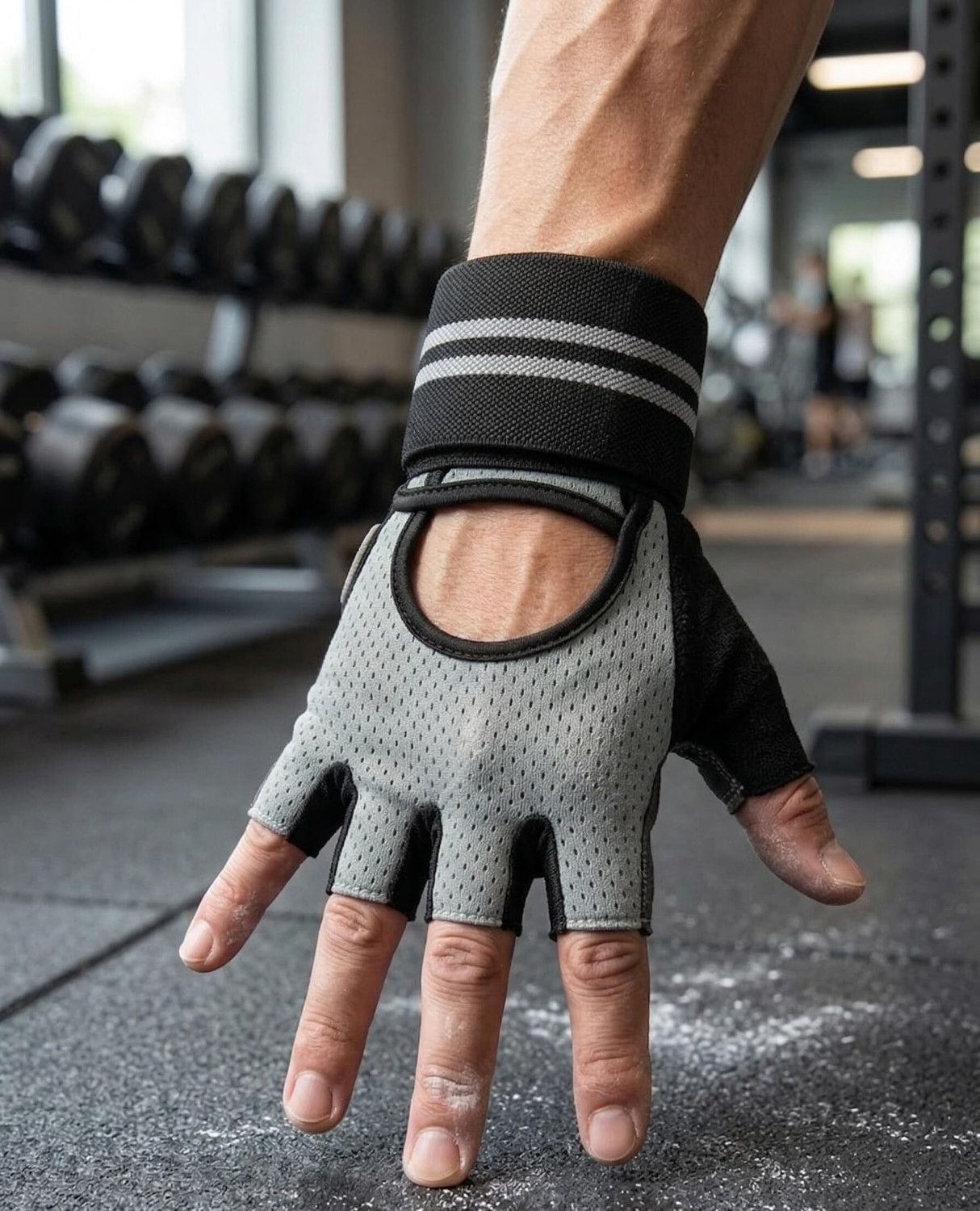 Image of Overcmr Gym Gloves for Women & Man | Padded with Silicone Grid for Maximum Grip (L) Gym & Fitness Gloves (Grey)