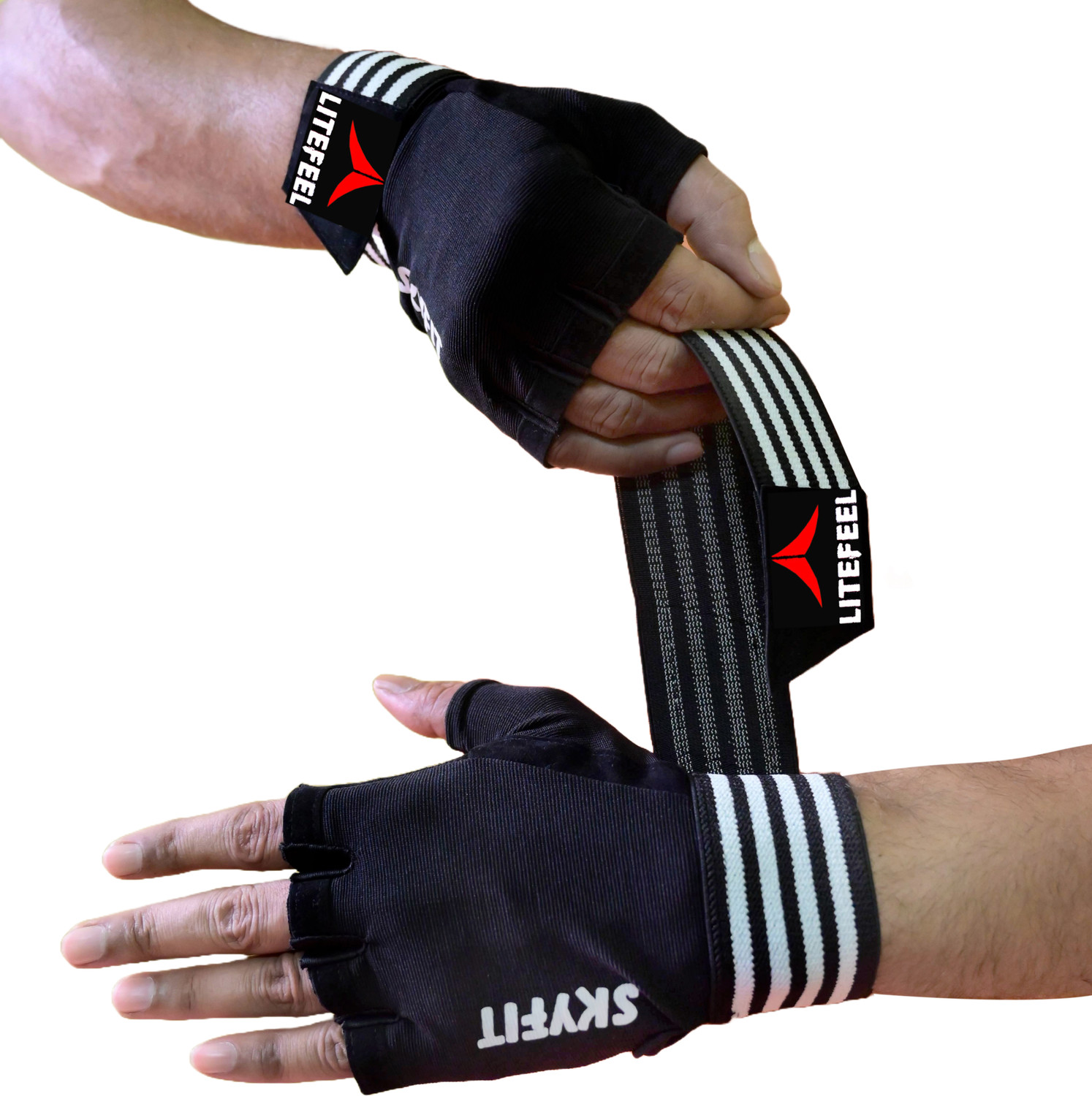 Image of LITE FEEL Gym Glove, Sport glove, Riding Glove, Hand Glove Gym & Fitness Gloves (White)