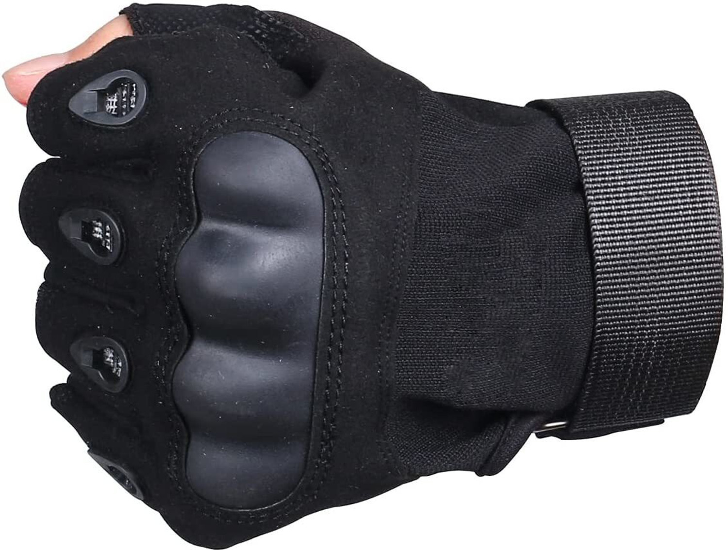 Image of Leosportz Tactical Gloves, Hard Knuckle Fingerless Half Finger Motorcycle Cycling Driving Gloves