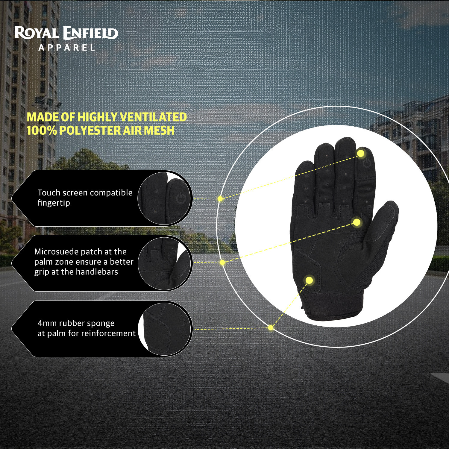 Image of ROYAL ENFIELD Kommuter Bike Riding Gloves | Knuckle Protection & Abrasion Resistance Riding Gloves