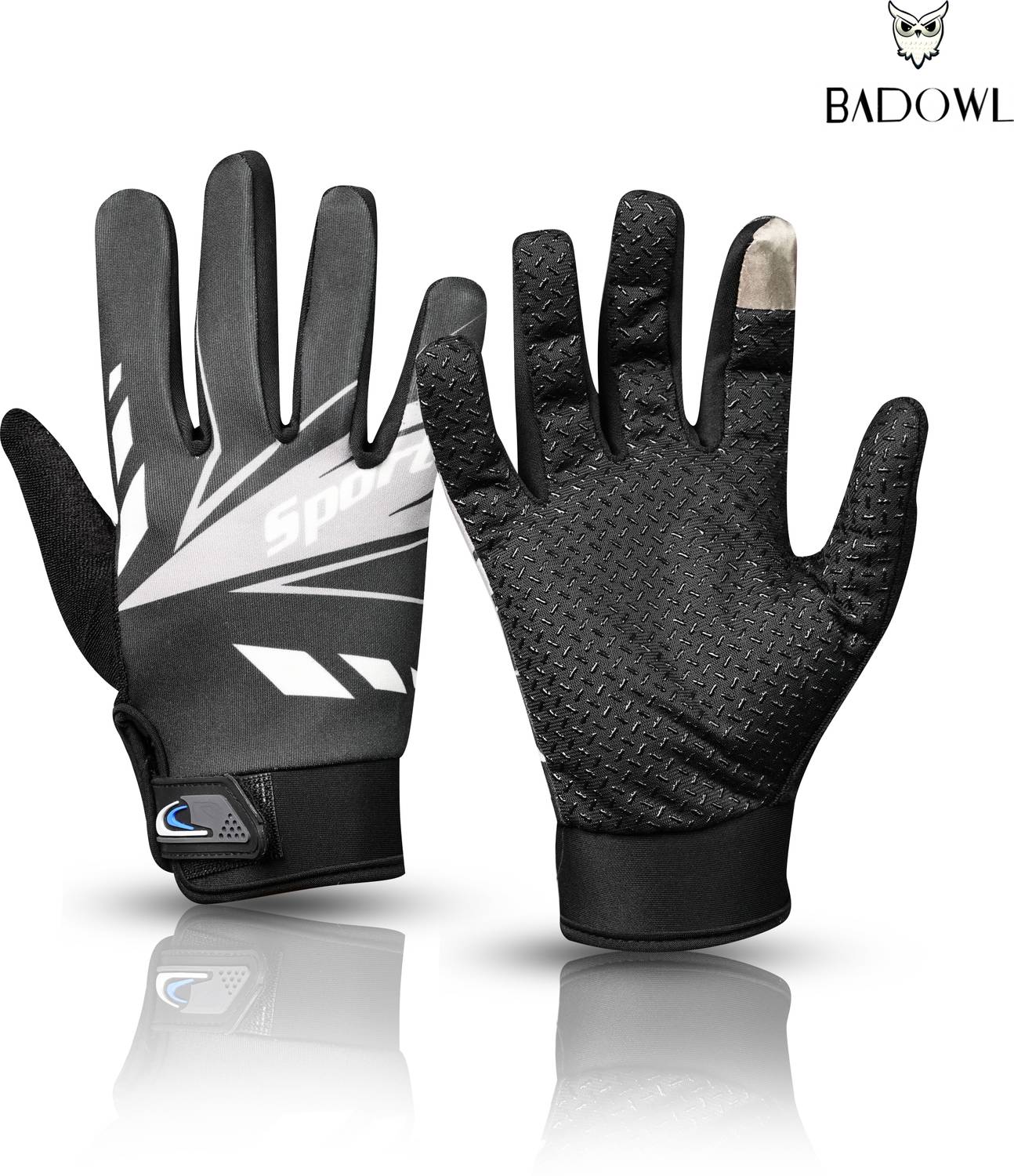 BAD OWL Full-Finger Bike Riding Gloves with Touch Screen, Breathable Fabric for Driving Riding Gloves