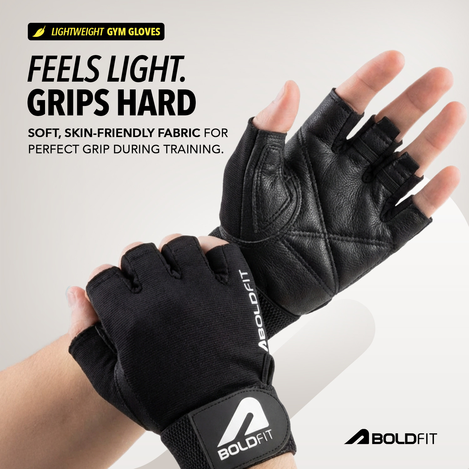 Image of BOLDFIT Titan Geniune Leather Hand Gym Glove for men Gym & Fitness Gloves