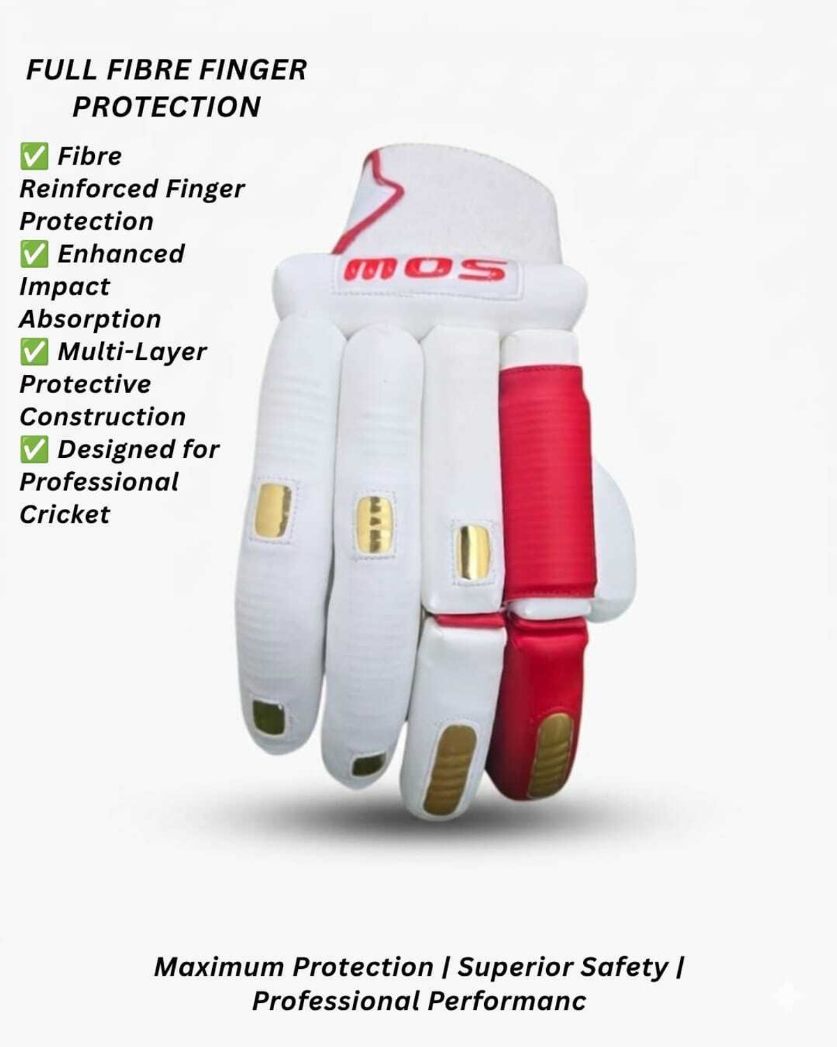 Image of mos Professional Leather Cricket Batting Gloves