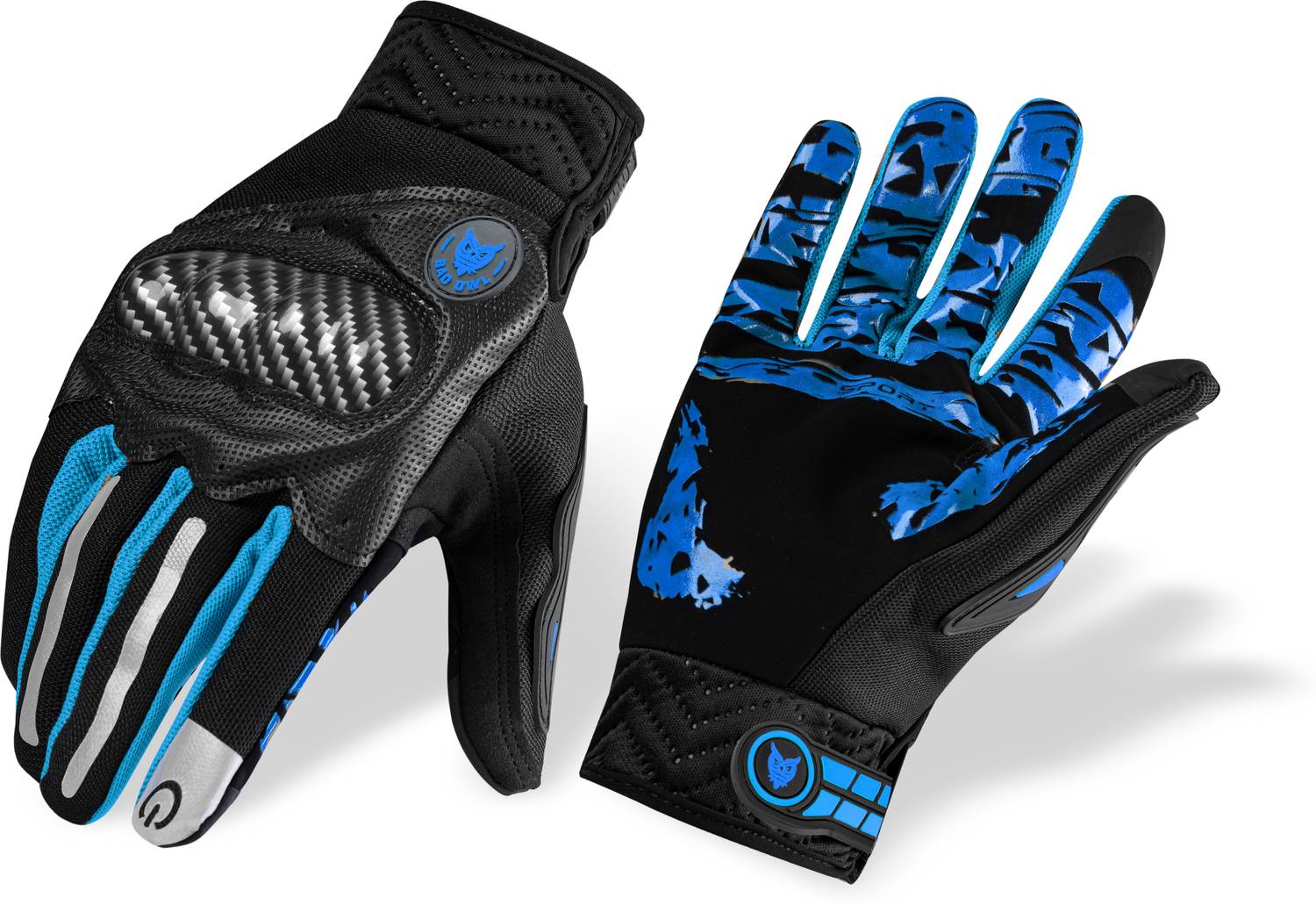 BAD OWL Carbon Fiber PVC Knuckle Protection Riding Gloves | Touchscreen Sports Gloves Riding Gloves