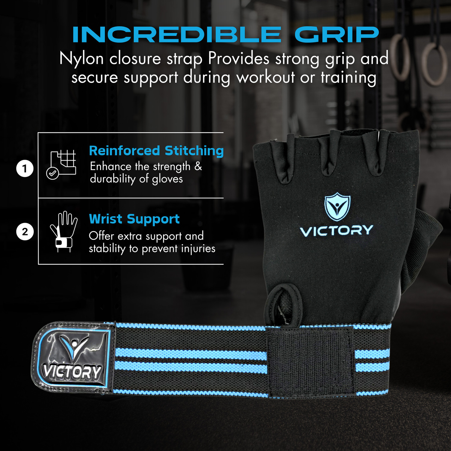 Image of VICTORY POWER Gym Gloves for Men & Women with Wrist Support for Weightlifting, Exercise Gym & Fitness Gloves