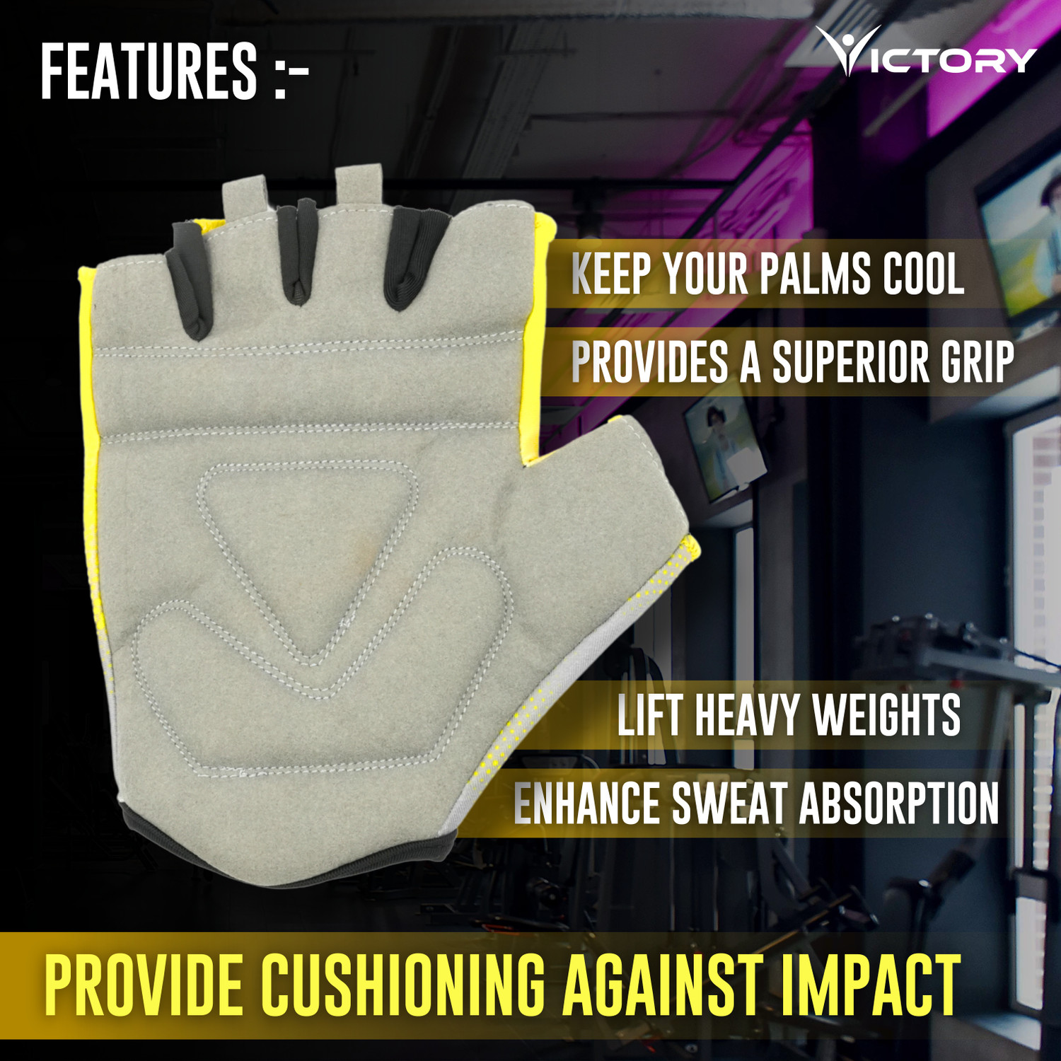 Image of VICTORY BLAZE Gym Glove for Men & Women for Weightlifting, Exercise, Cycling , Riding Gym & Fitness Gloves