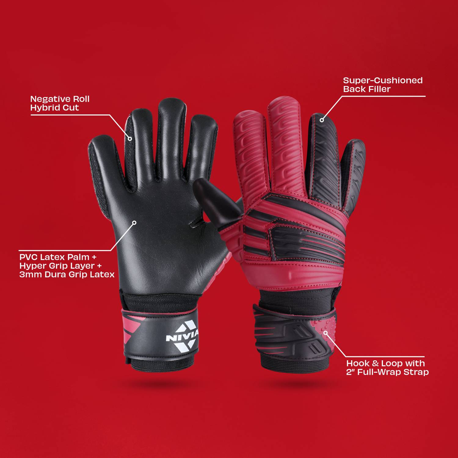 NIVIA Raptor Torrido Goalkeeping Gloves Black - Image 3