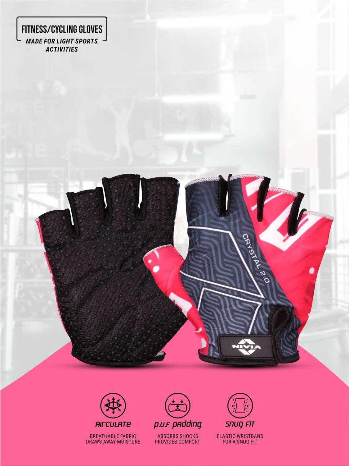 NIVIA Crystal 2.0 , Ideal for Cross Training, Gym Workouts & Cycling Gym & Fitness Gloves