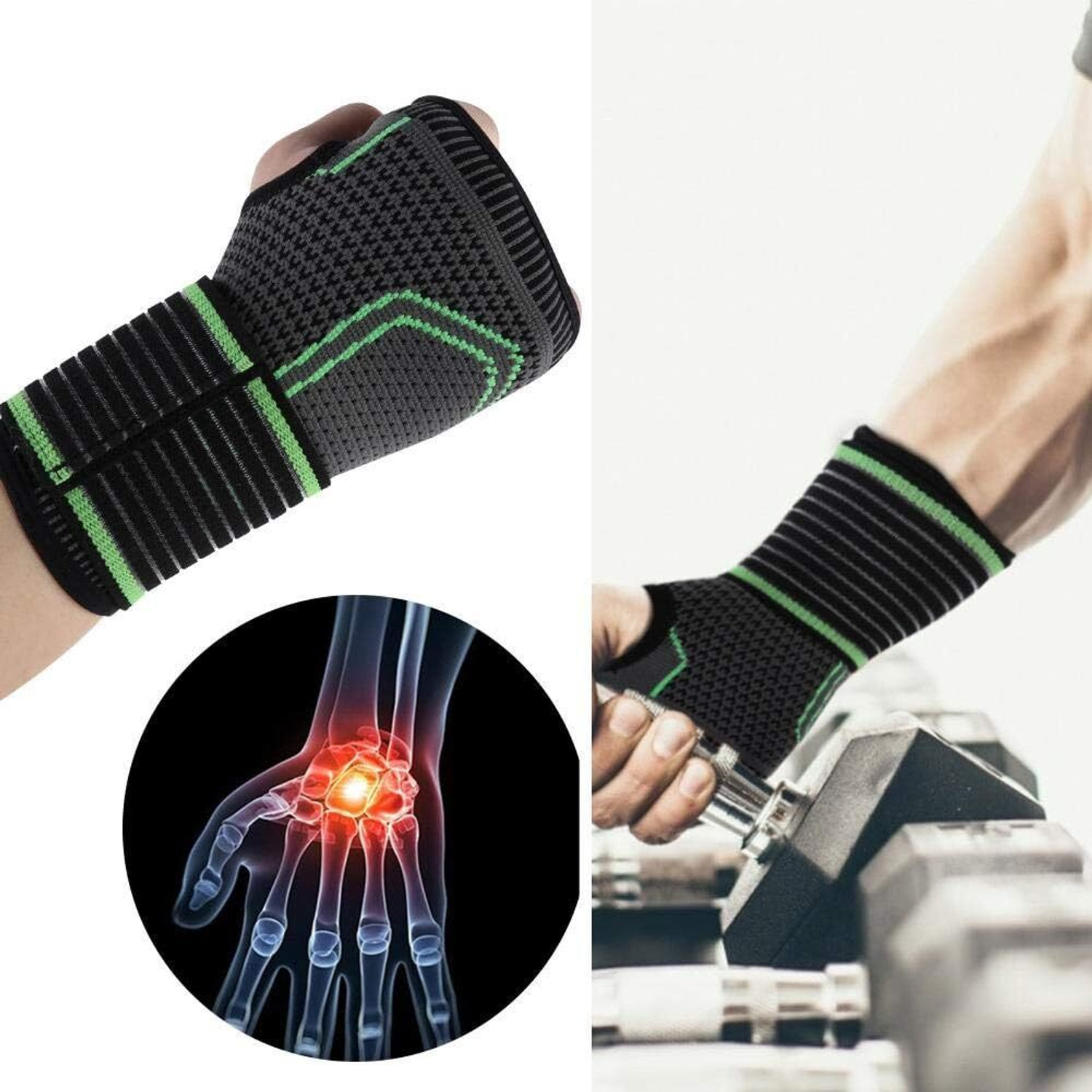 Image of Leosportz Compression Wrist Brace with Pressure Belt Sport Protection Gym & Fitness Gloves