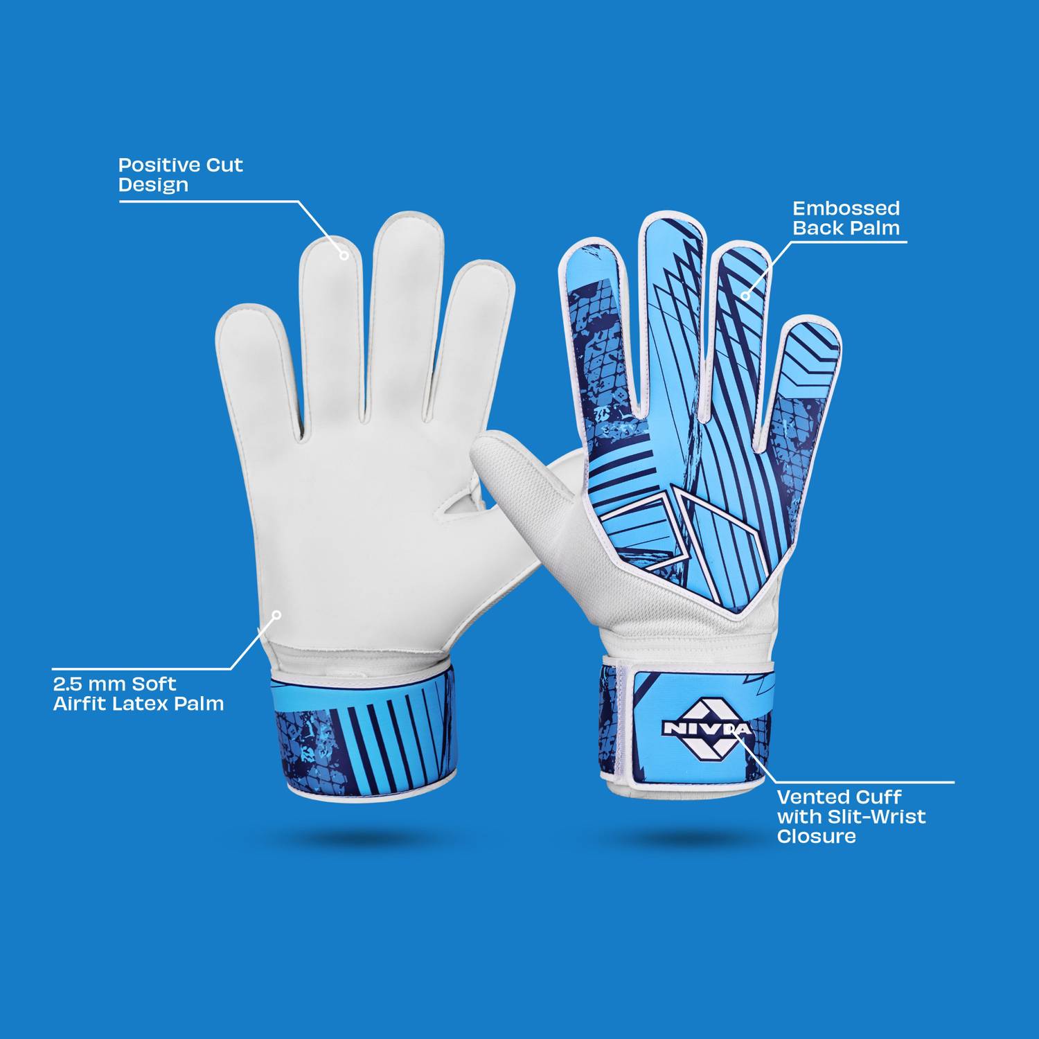 NIVIA Encounter 2.5 mm soft air fit latex palm grip, positive cut Goalkeeping Gloves - Image 3
