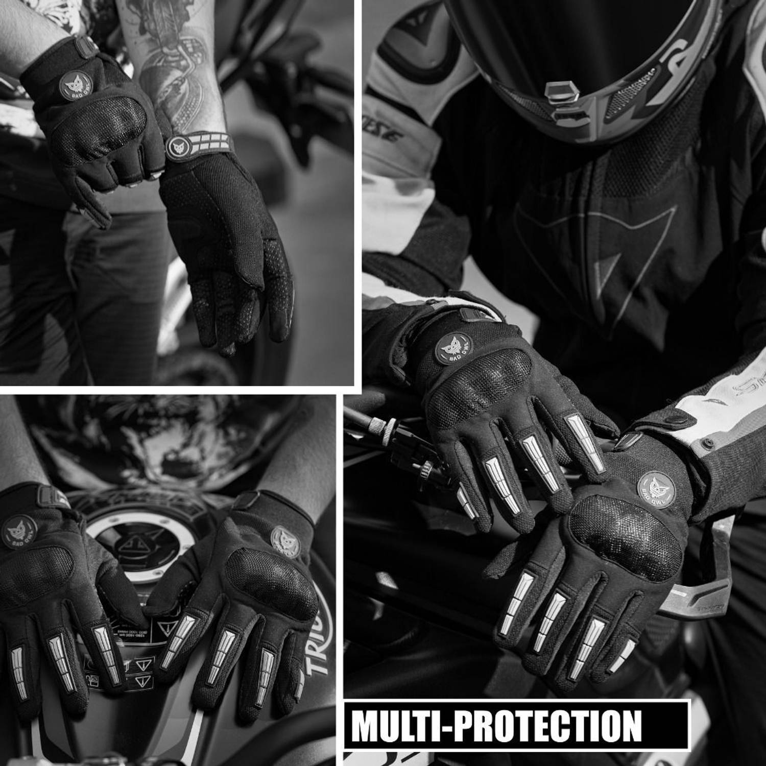 BAD OWL Wind Rider Full Finger Motorcycle Gloves - Image 4