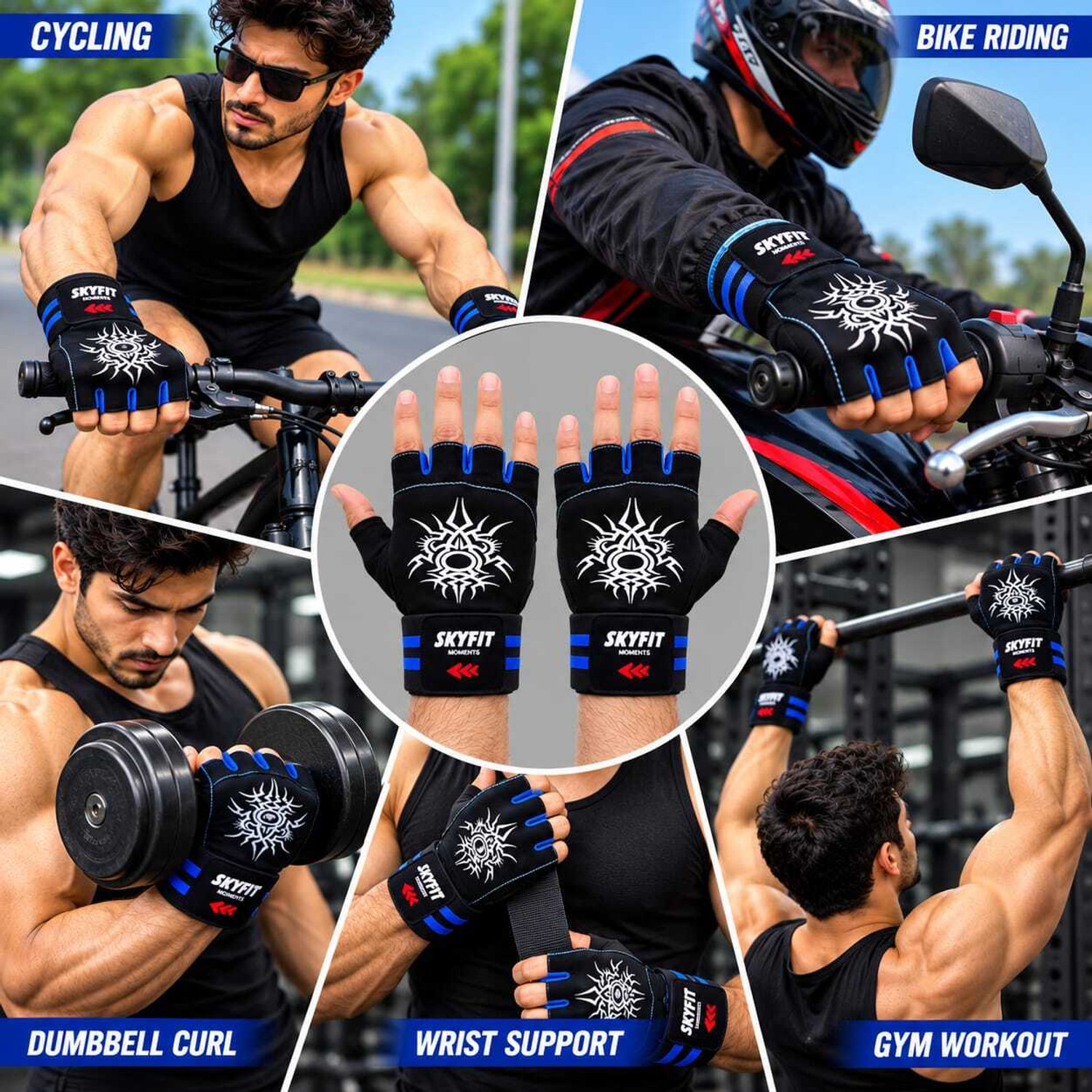 Image of LITE FEEL Gym glove, Sport glove, Hand glove Gym & Fitness Gloves (Blue)