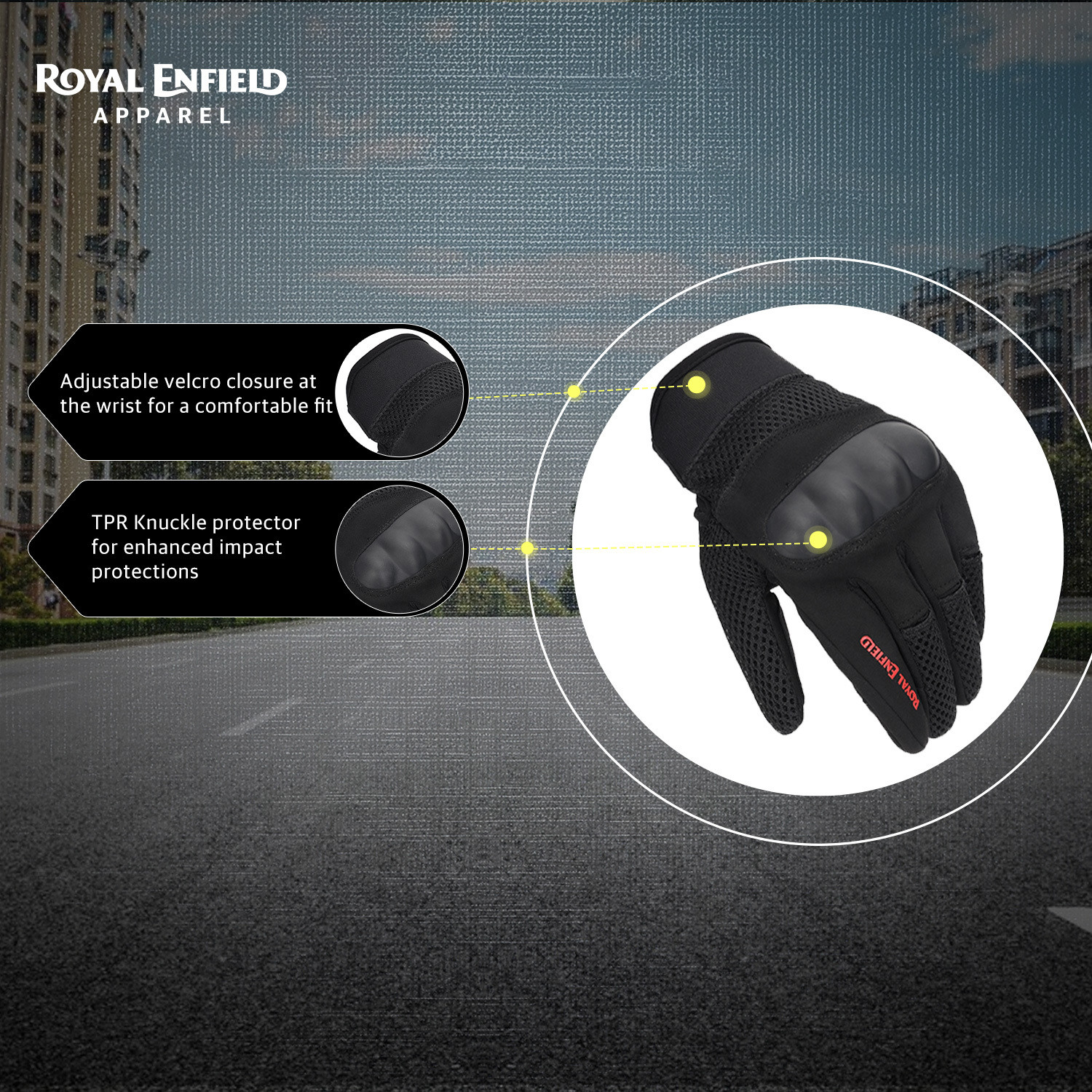 Image of Royal Enfield Aeroflex Bike Riding Gloves | Knuckle Protection & Abrasion Resistance Riding Gloves