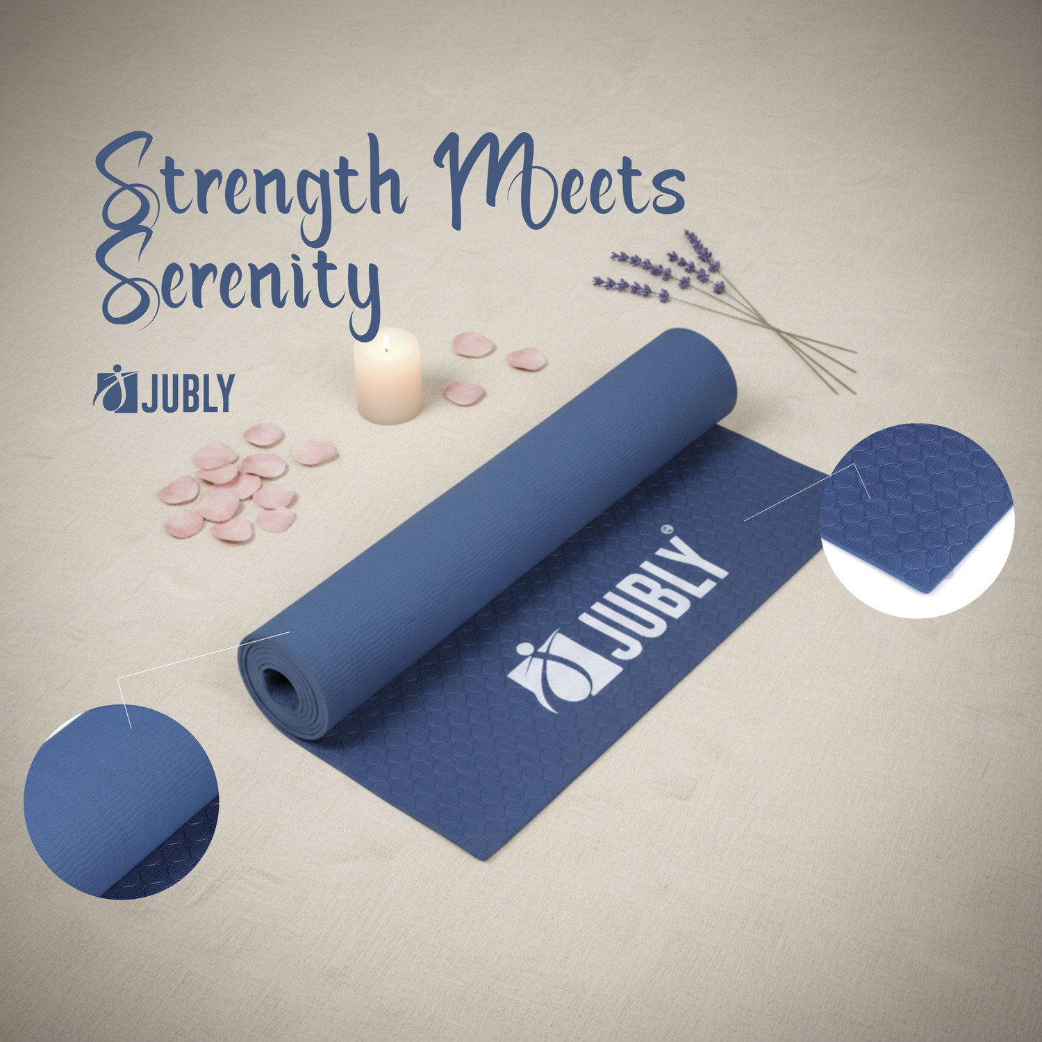 Image of Jubly Premium Eva foam Yoga Mat| Anti-Slip Texture Blue 8 mm mm Yoga Mat
