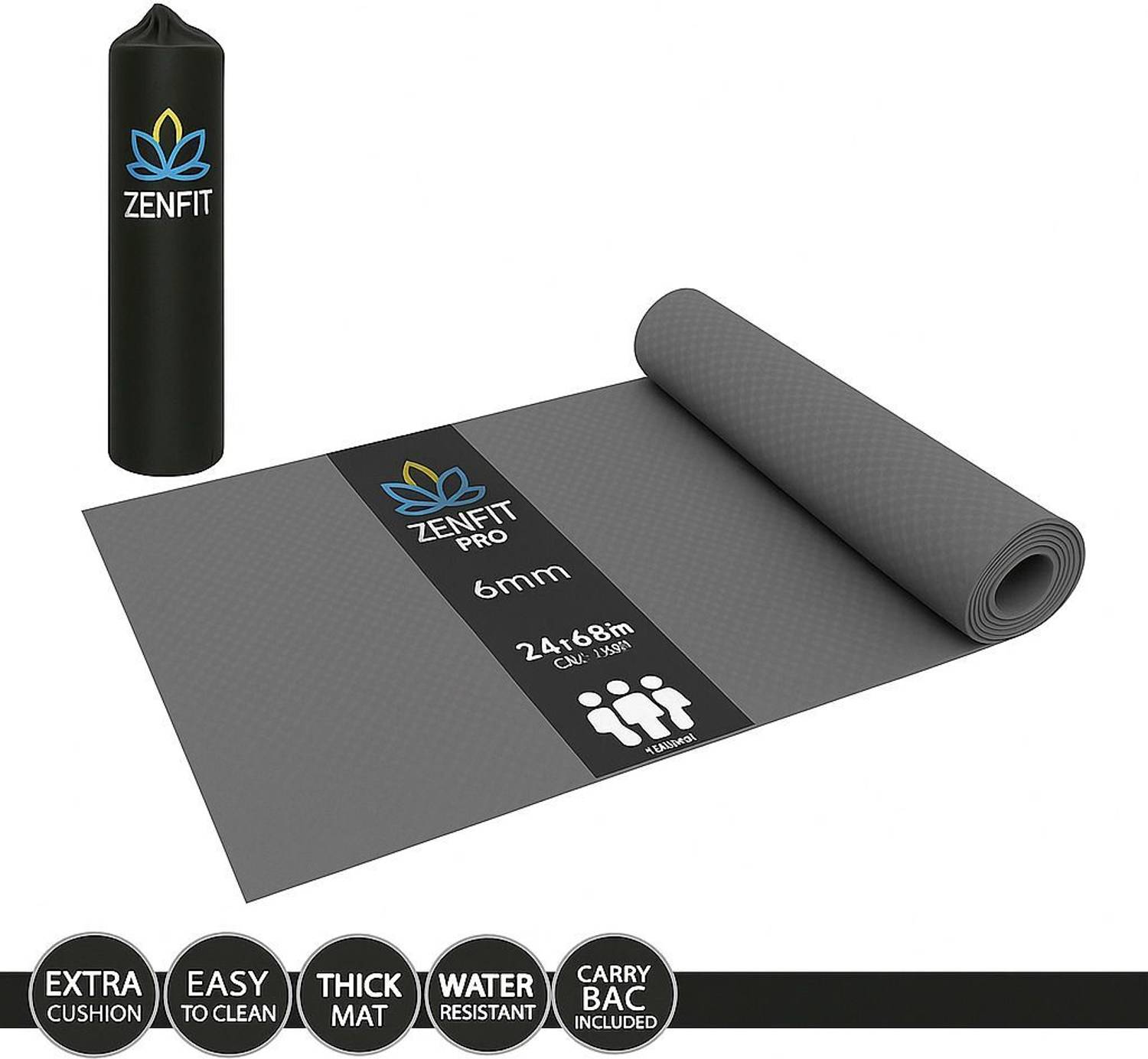 Zenfit Pro 6MM Premium Eva with Tpe blend Anti slip Tearless Yoga mat with carry Bag 6 mm Yoga Mat