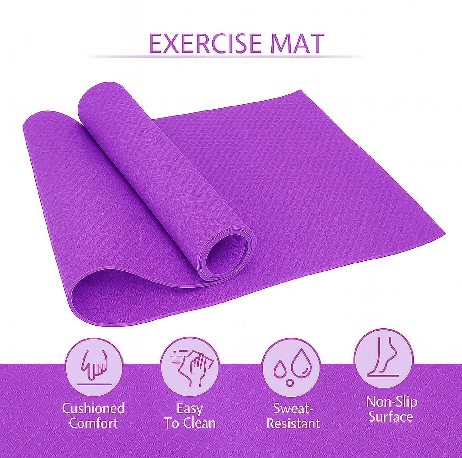 Image of Zenfit Pro 6MM Premium Eva with Tpe blend Anti slip Tearless Yoga mat with carry Bag Purple 6 mm Yoga Mat