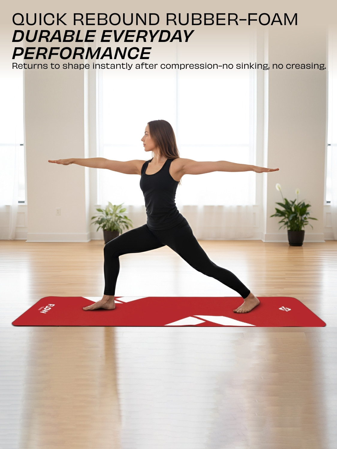 Image of NIVIA Flow Yoga Mat For Men and Women, NBR Material with Carrying Strap Red 13 mm Yoga Mat