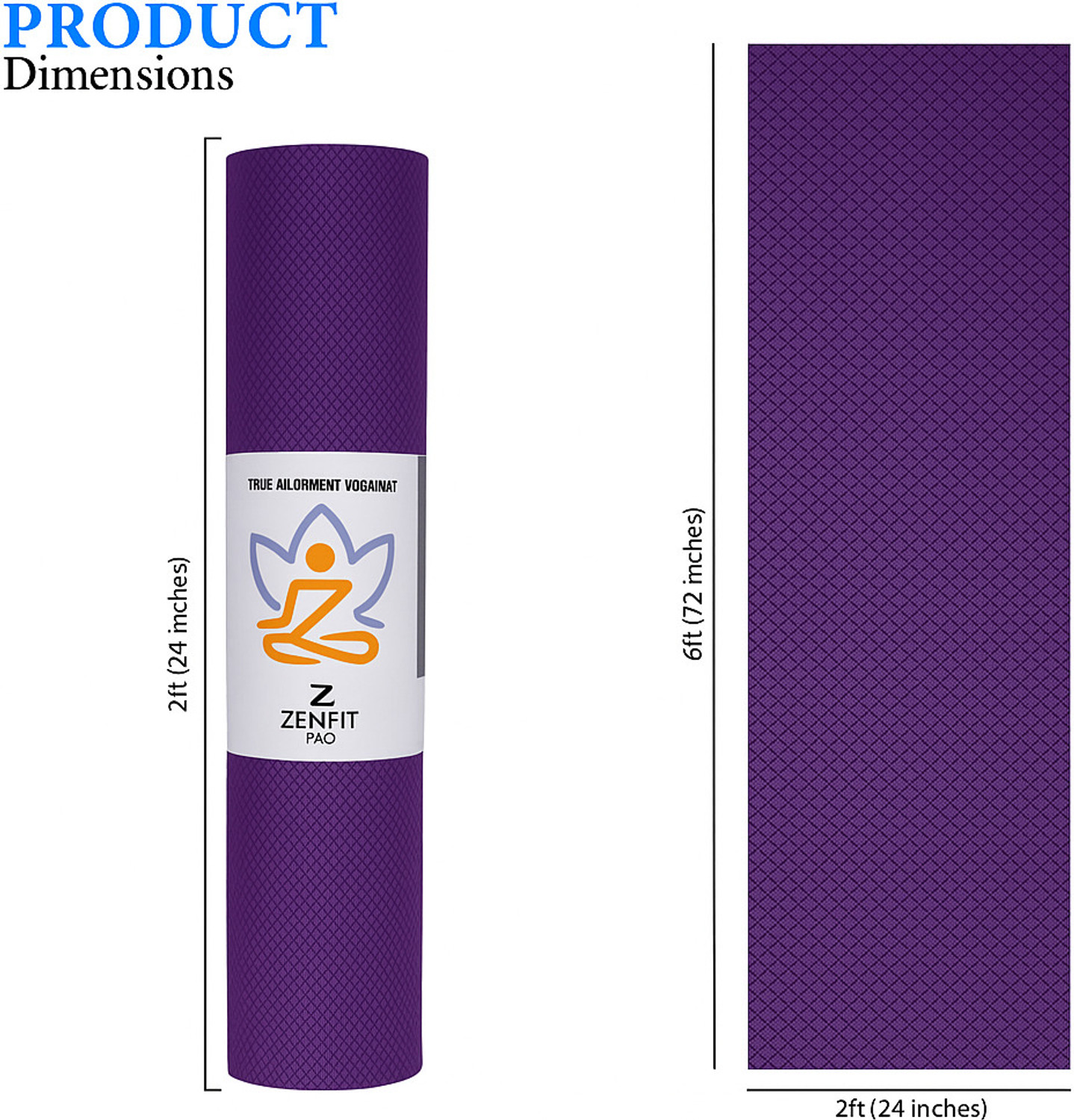 Image of Zenfit Pro 6MM Premium Eva with Tpe blend Anti slip Tearless Yoga mat with carry Bag Purple 6 mm Yoga Mat