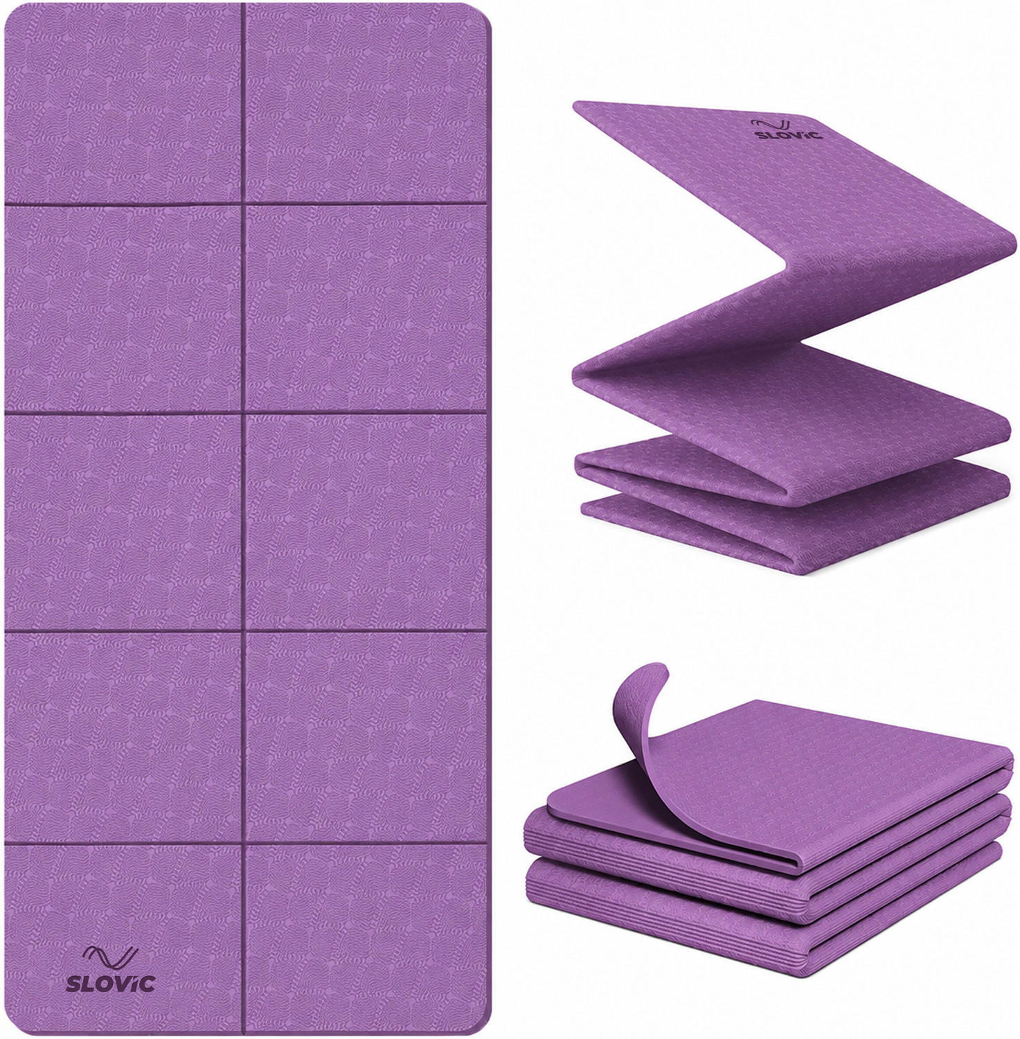 Image of SLOVIC Non-Slip Foldable Yoga Mat-Perfect Grip for All Levels Thickness 6mm | Purple Purple 6 mm Yoga Mat