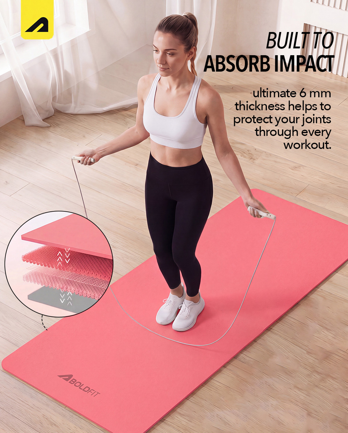 Image of BOLDFIT FK-BYM06 Super Foam YogaMat with Strap - 6mm Anti-Slip Exercise Mat for Unisex 6 mm Yoga Mat