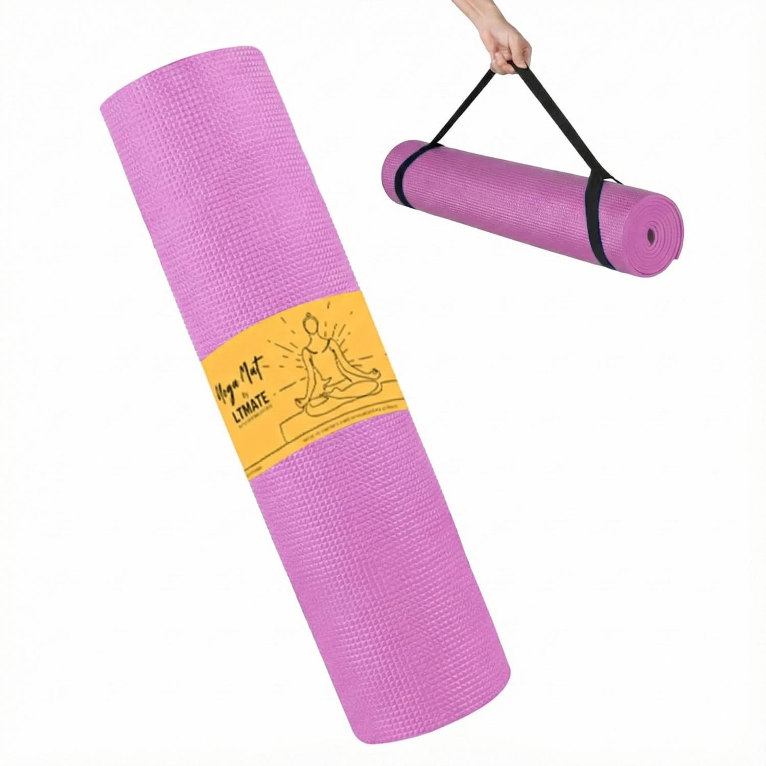 laxmi traders Yoga Mat for man with Carry Strap 4mm Thick Anti-Slip Eco-Friendly EVA Material Pink 4 mm Yoga Mat
