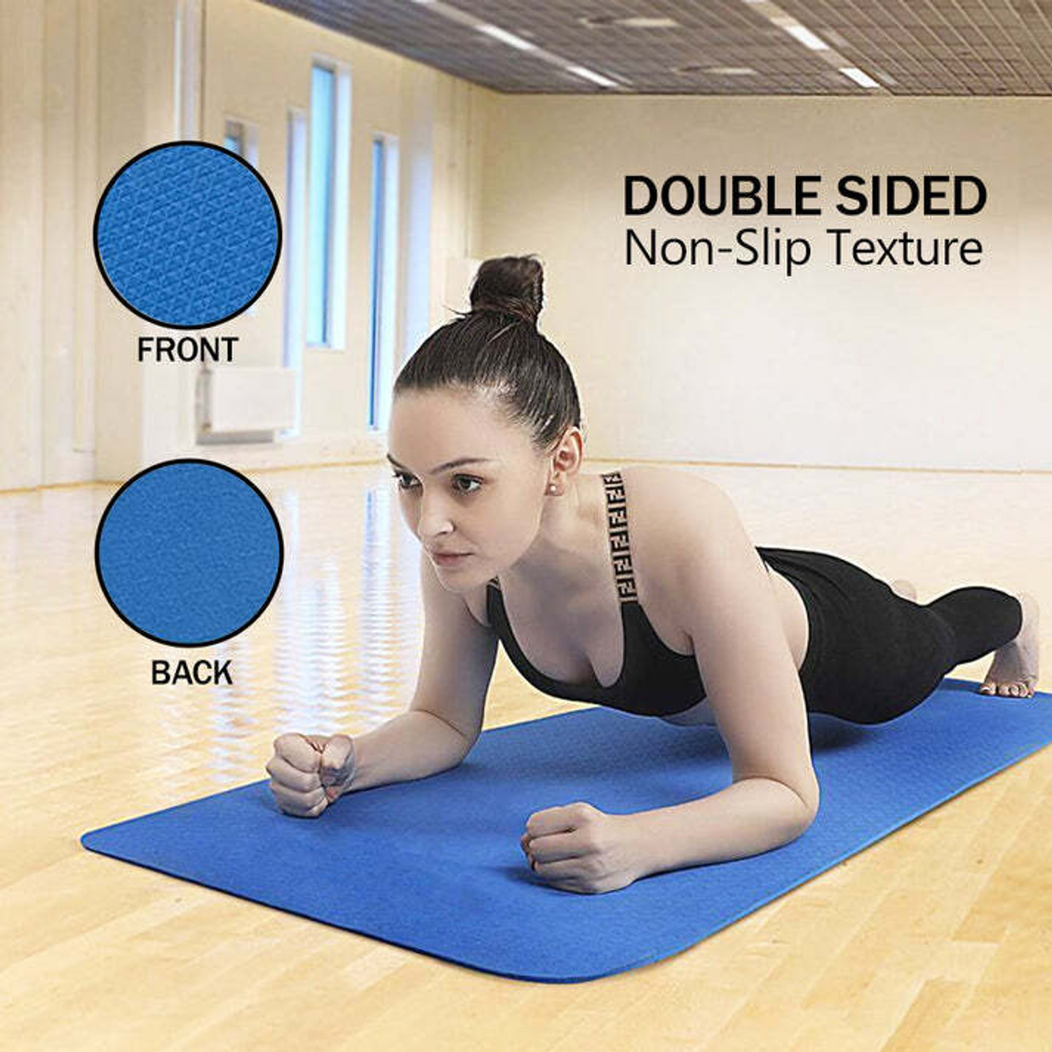 Image of laxmi traders 4mm Premium EVA Yoga Mat blue Anti Skid, Home Exercise&Gym workout Blue 4 mm Yoga Mat