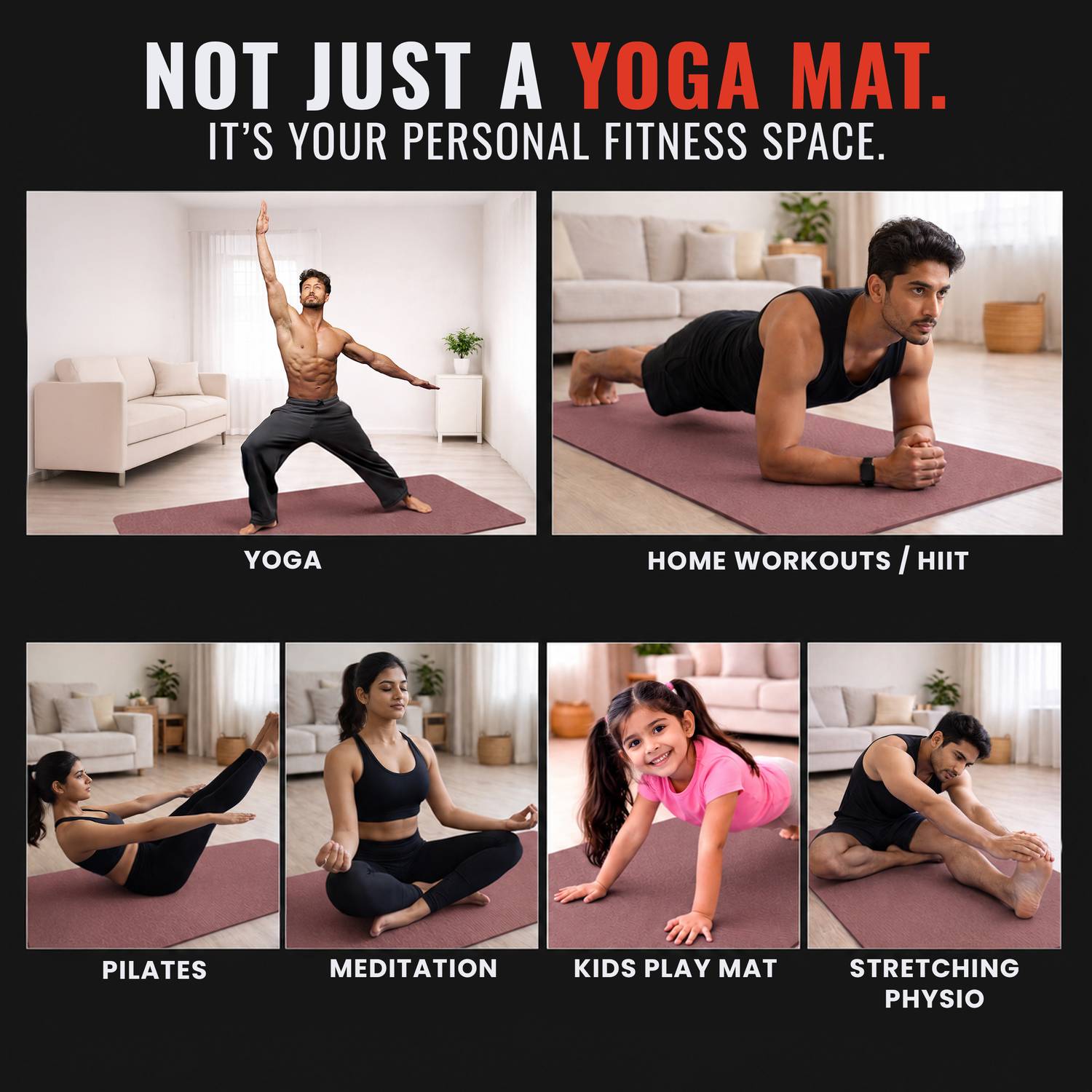 SLOVIC Non-Slip Yoga Mat 4mm Wine - Image 3