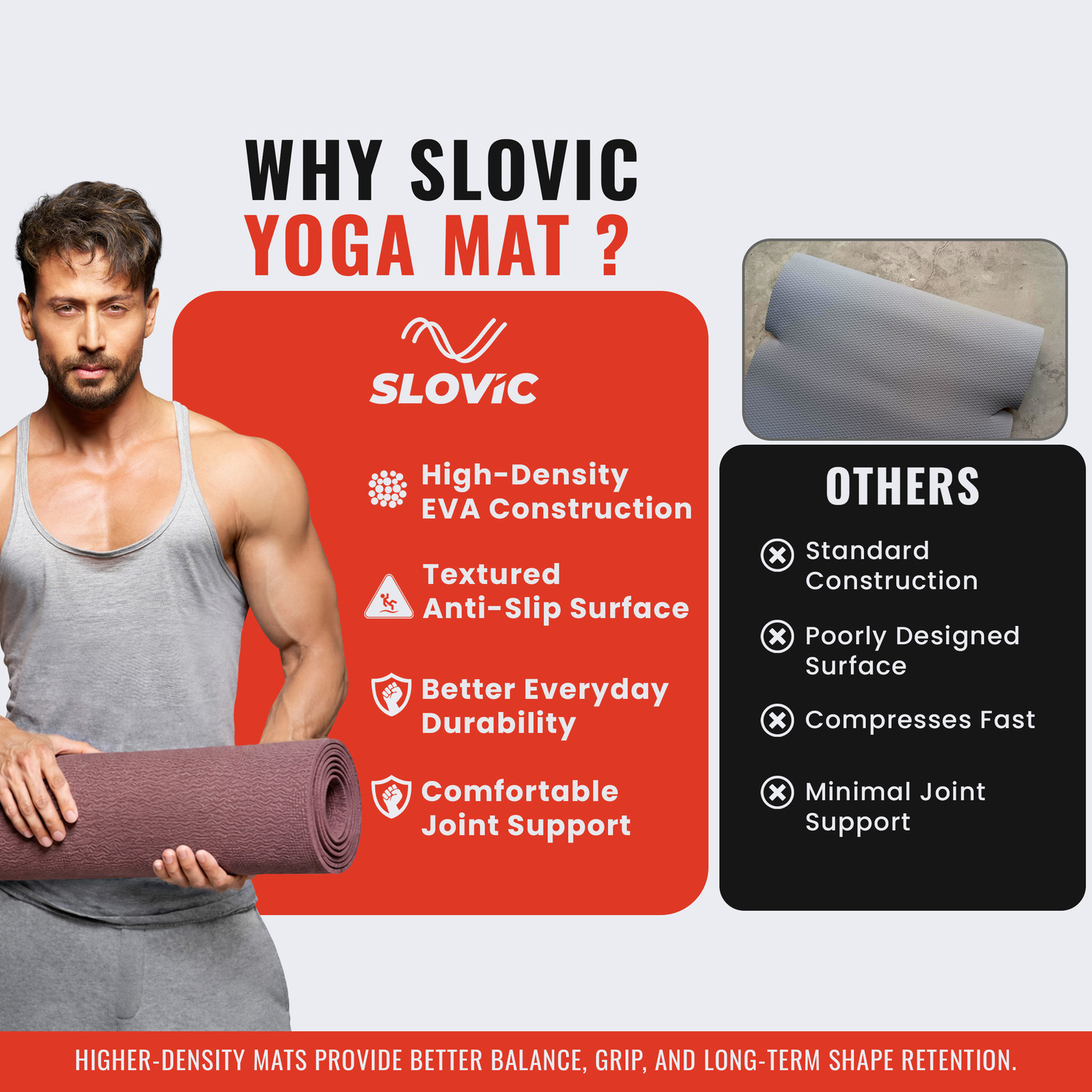 Image of SLOVIC Non-Slip Yoga Mat-Perfect Grip for All Levels Thickness 4mm | Wine 4 mm Yoga Mat 4 mm Yoga Mat