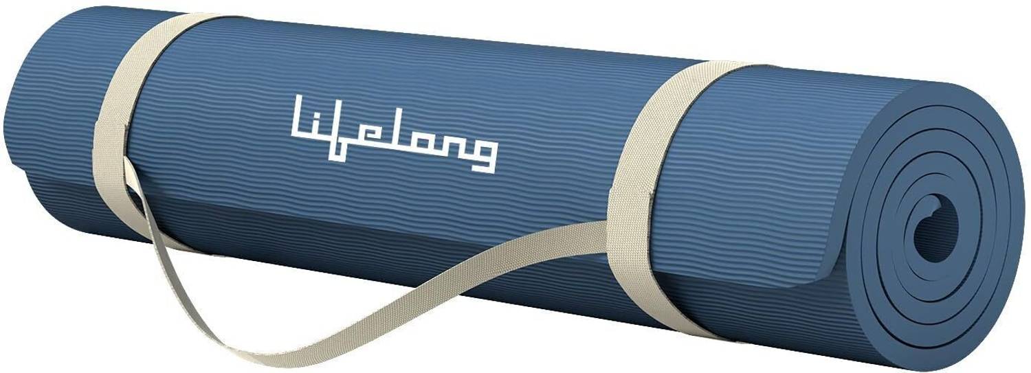 Lifelong Yoga Mat for Gym, Yoga & Home Workout | EVA Material 4mm Thick Anti-Slip Blue 4 mm Yoga Mat
