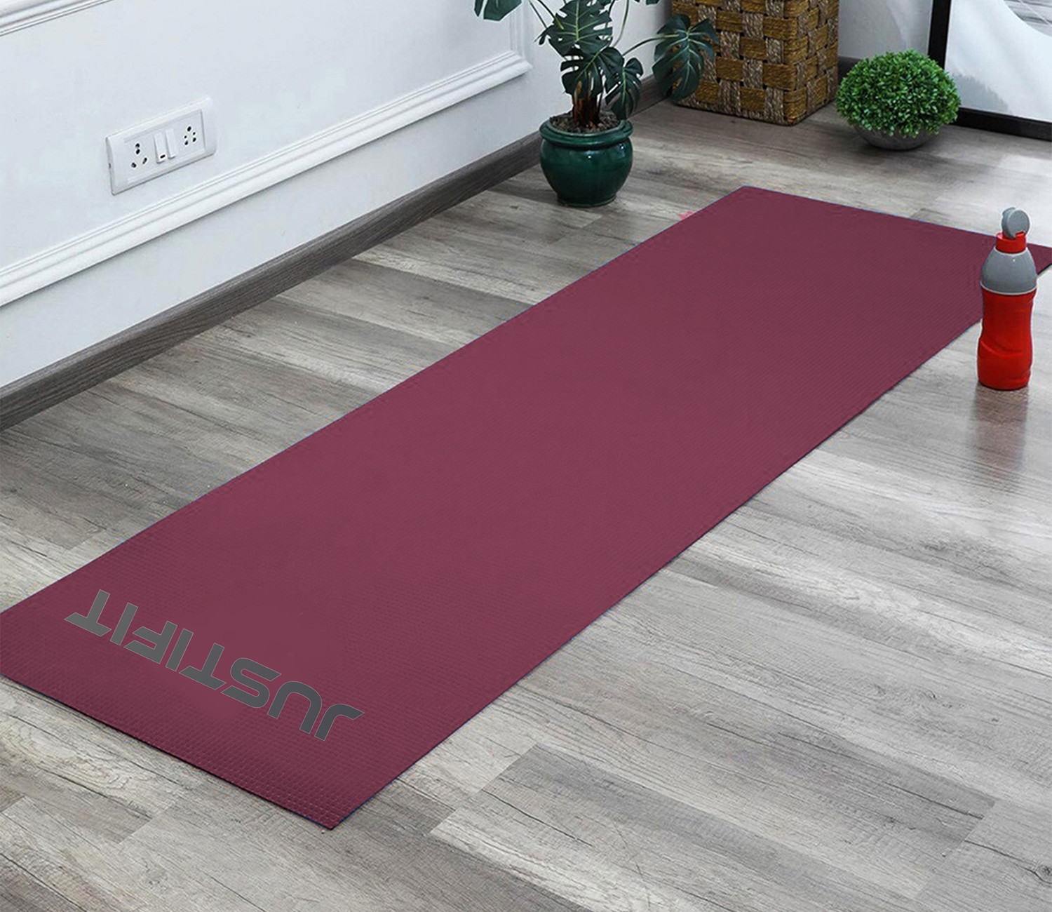 Image of JUSTIFIT Anti slip Best Quality Eva Eco Friendly Yoga Mat With straps Maroon 4 mm Yoga Mat