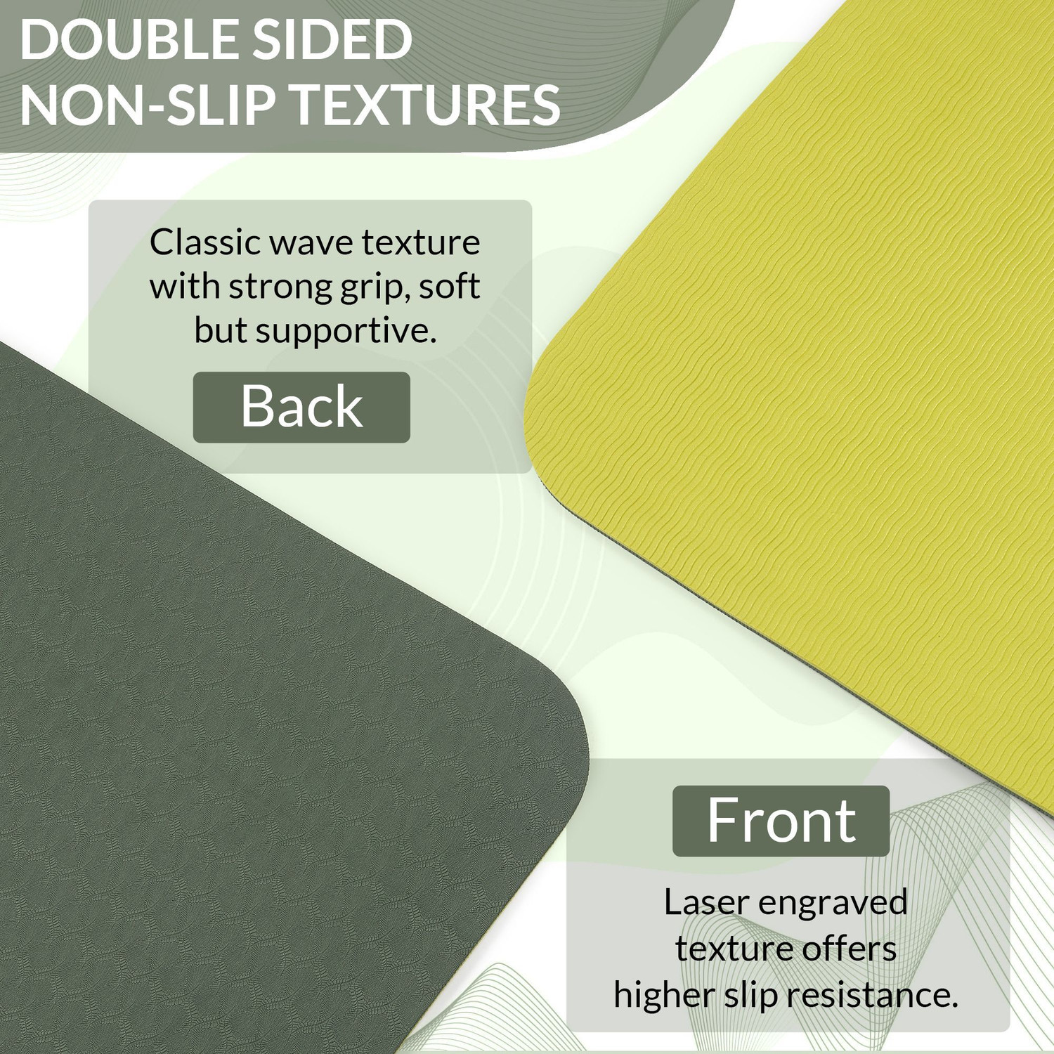 Image of Fitness Mantra Premium TPE Dual Color Anti-Slip with Cover Bag| Army + Lemon| 6 mm Yoga Mat