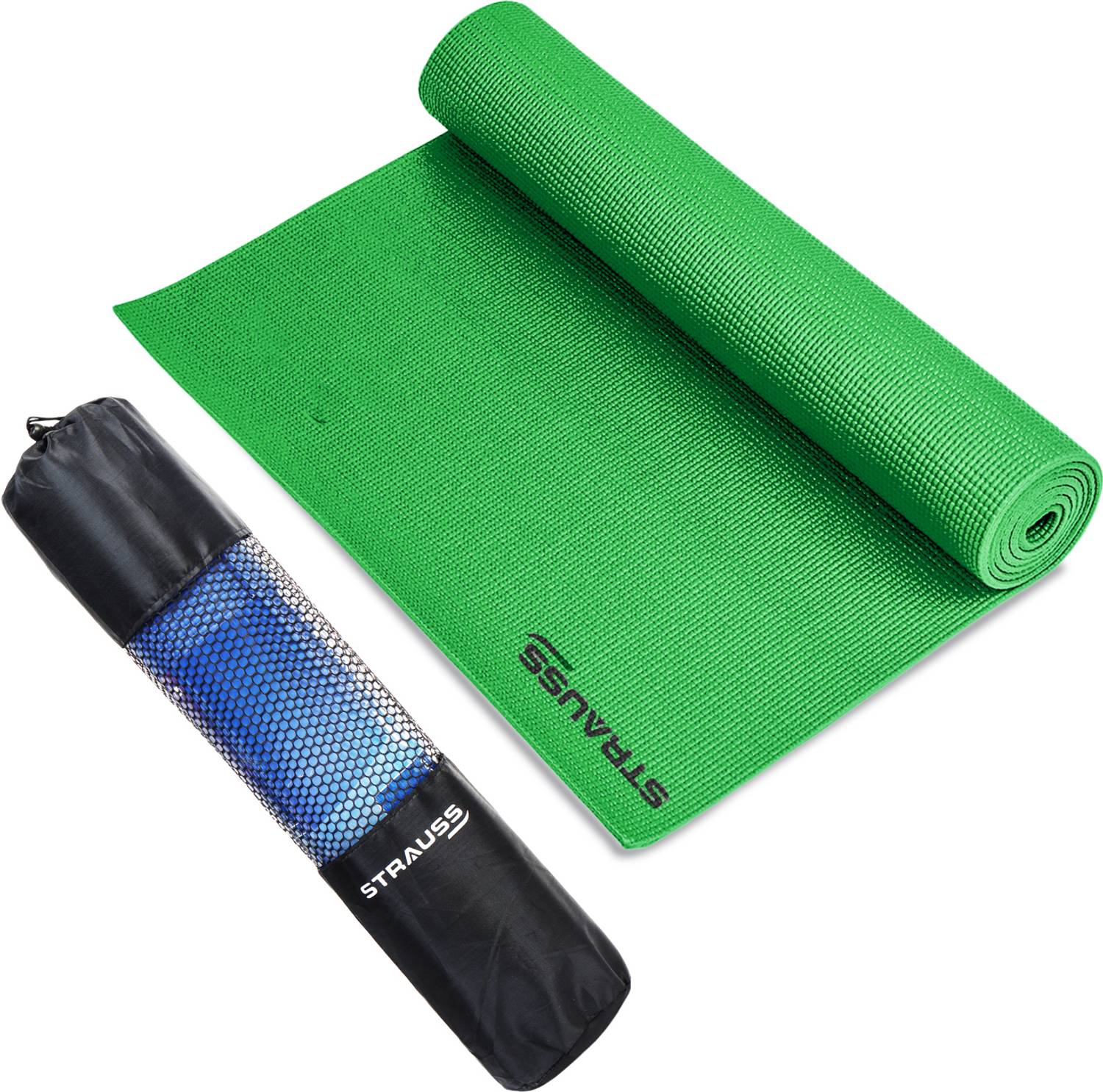 Strauss Anti Skid Solid Pvc Yoga Mat With Carry Bag | Exercise Mat, (Green) Green 8 mm Yoga Mat