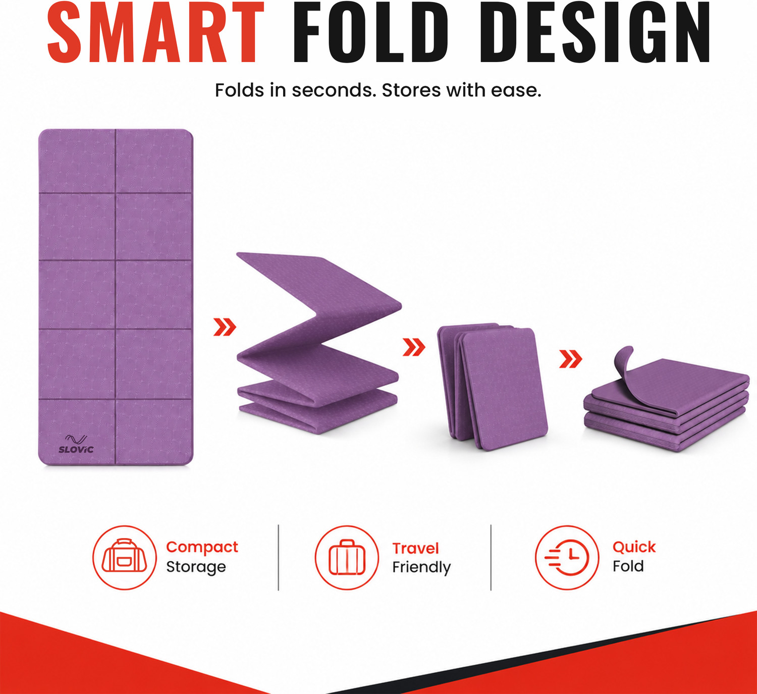 Image of SLOVIC Non-Slip Foldable Yoga Mat-Perfect Grip for All Levels Thickness 6mm | Purple Purple 6 mm Yoga Mat
