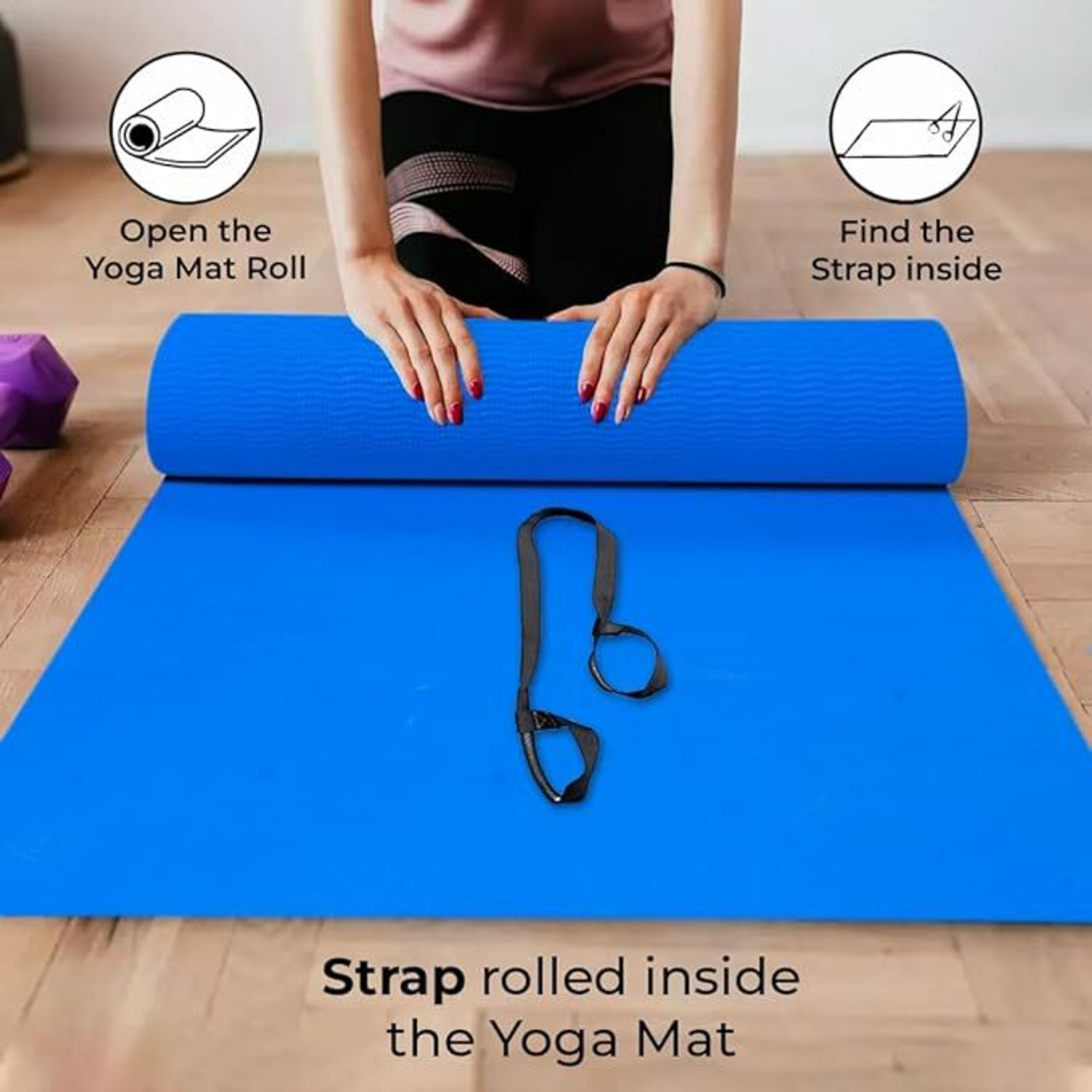 Image of laxmi traders 4mm Premium EVA Yoga Mat blue Anti Skid, Home Exercise&Gym workout Blue 4 mm Yoga Mat