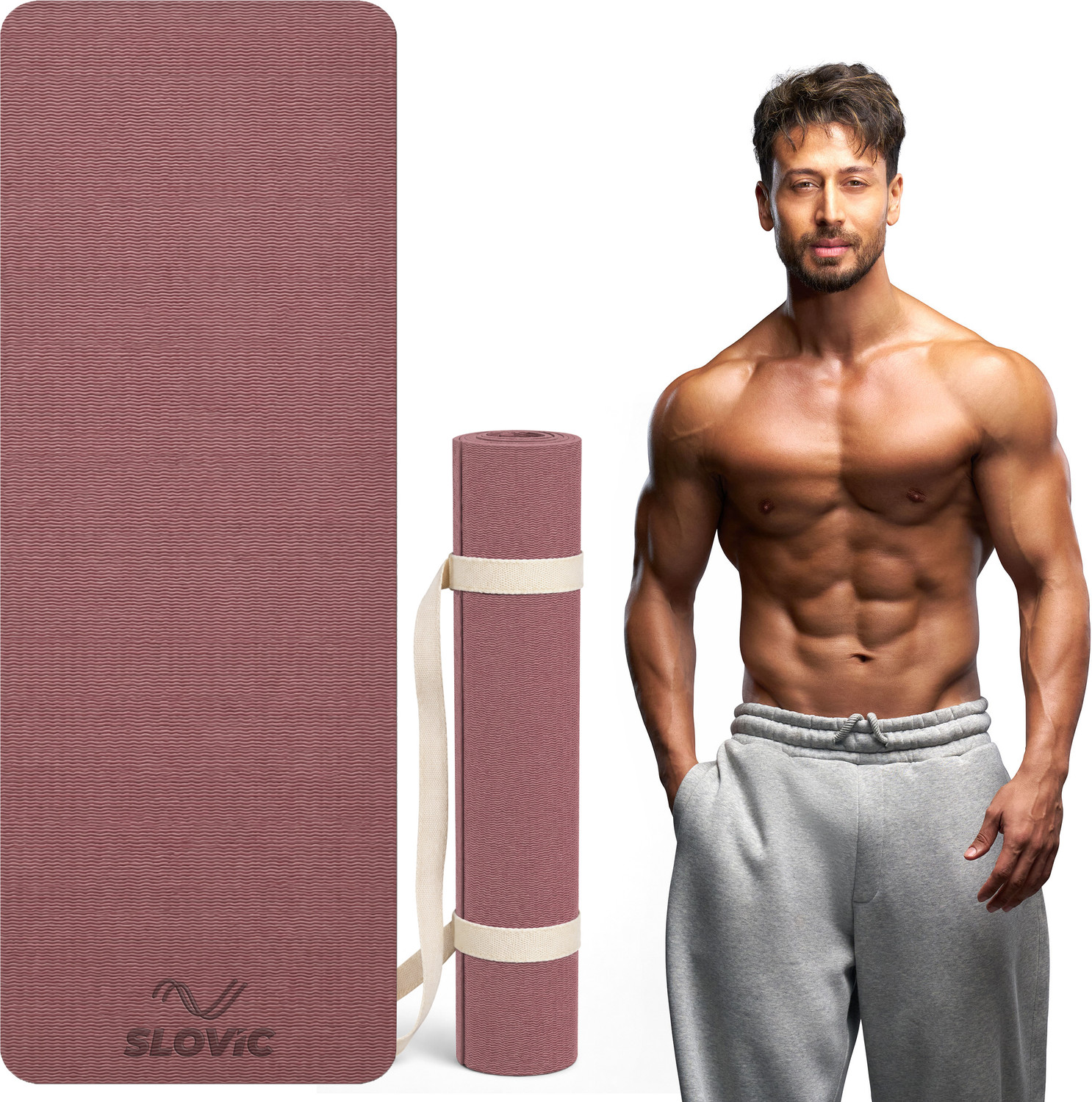 Image of SLOVIC Non-Slip Yoga Mat-Perfect Grip for All Levels Thickness 4mm | Wine 4 mm Yoga Mat 4 mm Yoga Mat