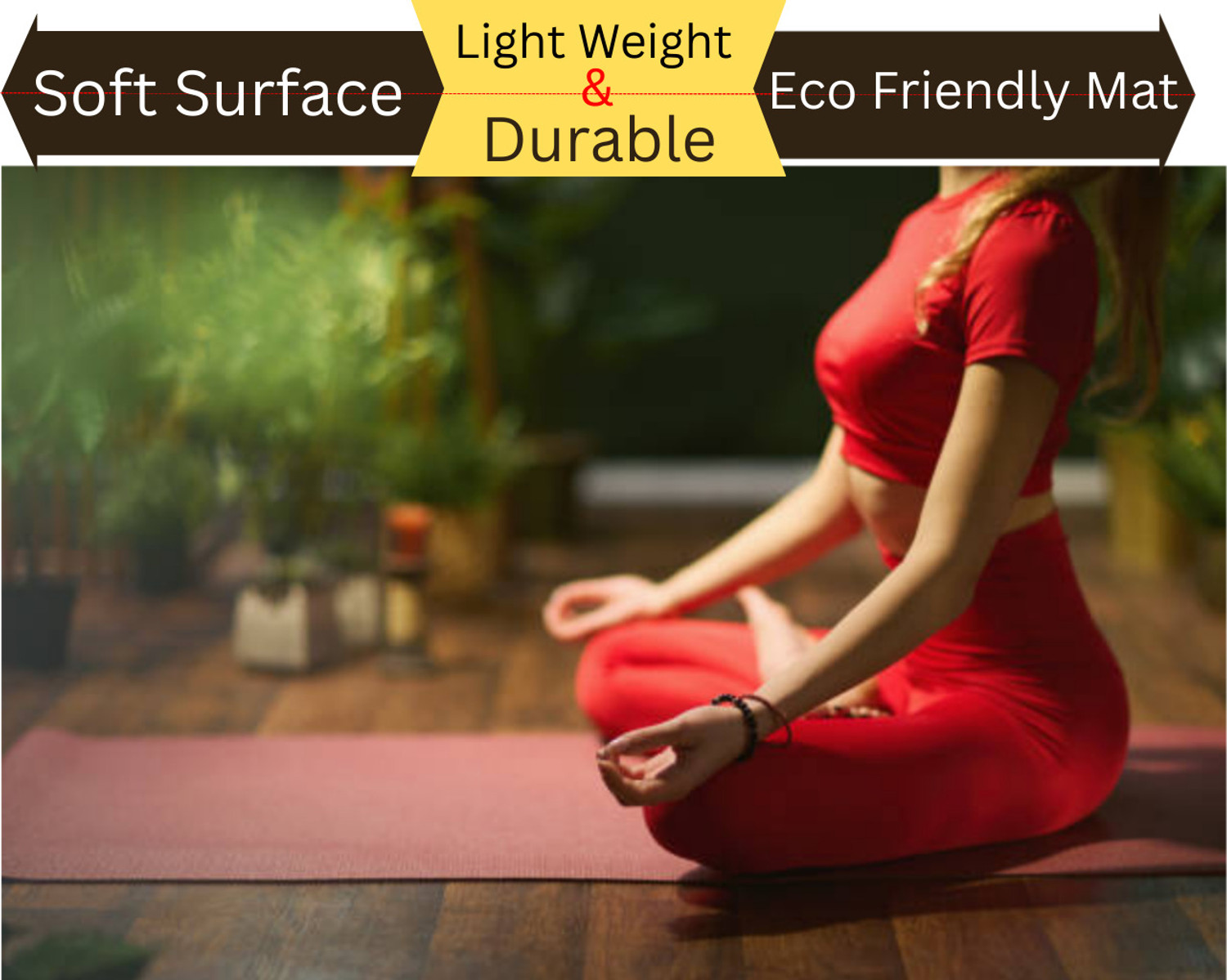 Image of Taido Yoga Mat EVA Tearless Sport Mat for Men and Women Exercise Mat for Yoga, workout Red 4 mm Yoga Mat