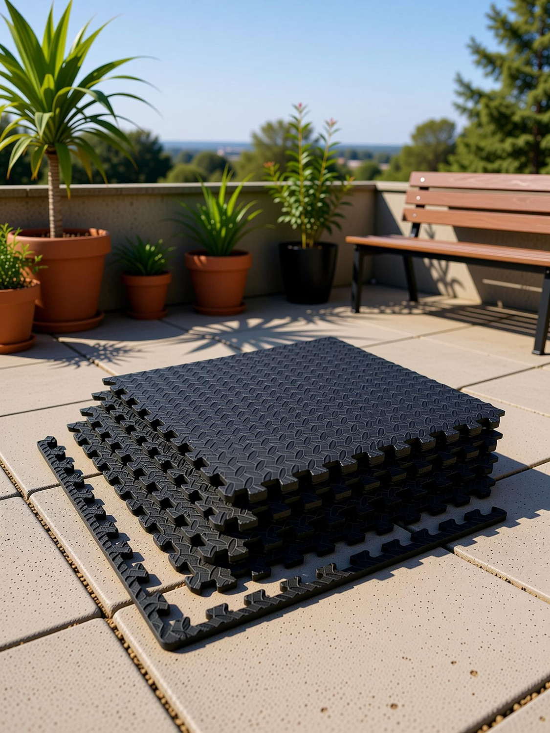 Image of Xtrim Exercise Gym Mat, EVA Puzzle Foam Mat for Gym (16 Sq.Ft.) Black 9.5 mm Exercise & Gym Mat