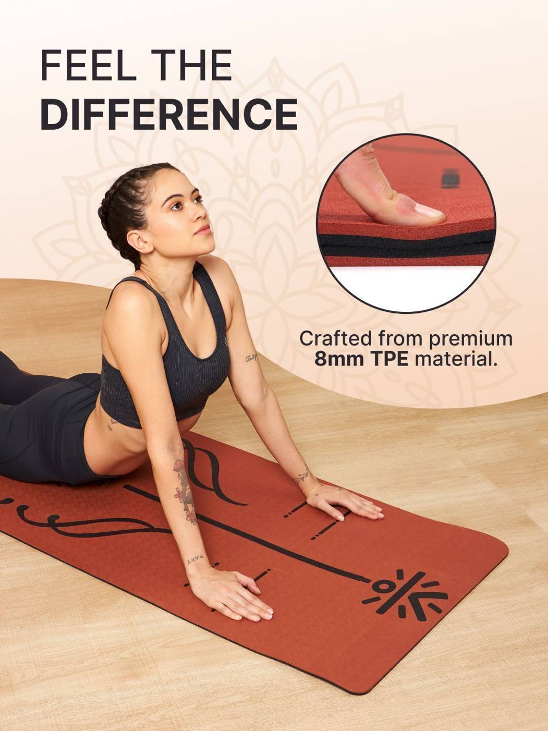 Cult Unisex 8 mm Dual Color Yoga Mat with Bag and Strap - Image 4