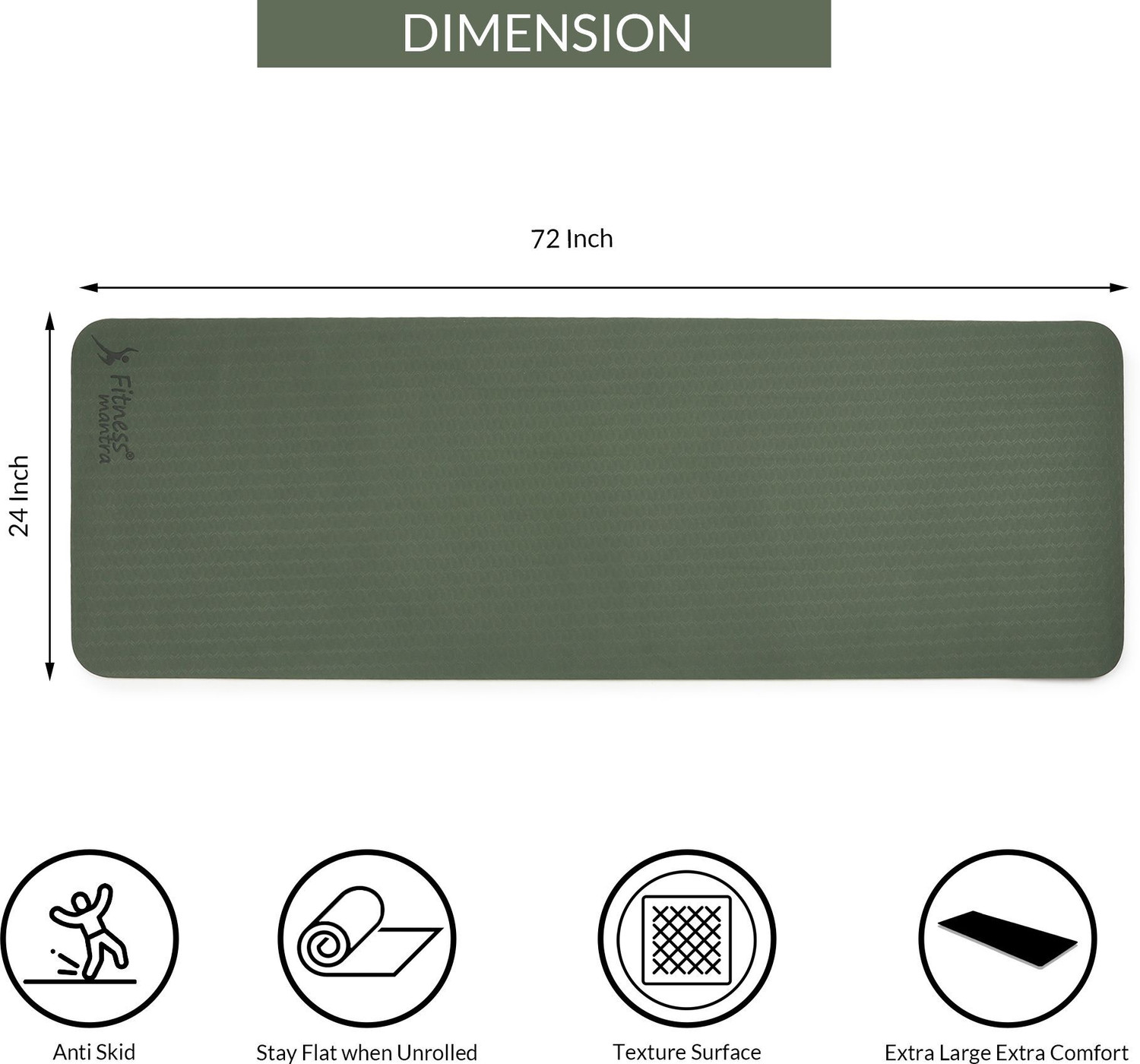 Image of Fitness Mantra Premium TPE Dual Color Anti-Slip with Cover Bag| Army + Lemon| 6 mm Yoga Mat