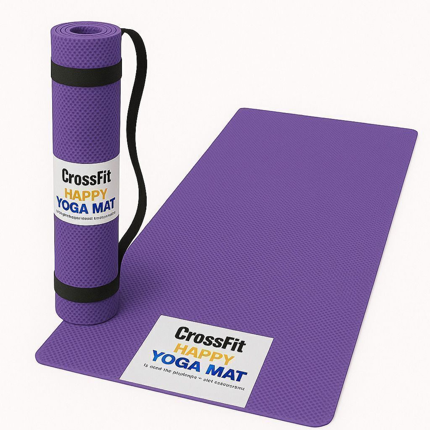 Image of Crosfit 4-5 mm Purple yoga mat with carry strap Purple 4-5 mm Yoga Mat