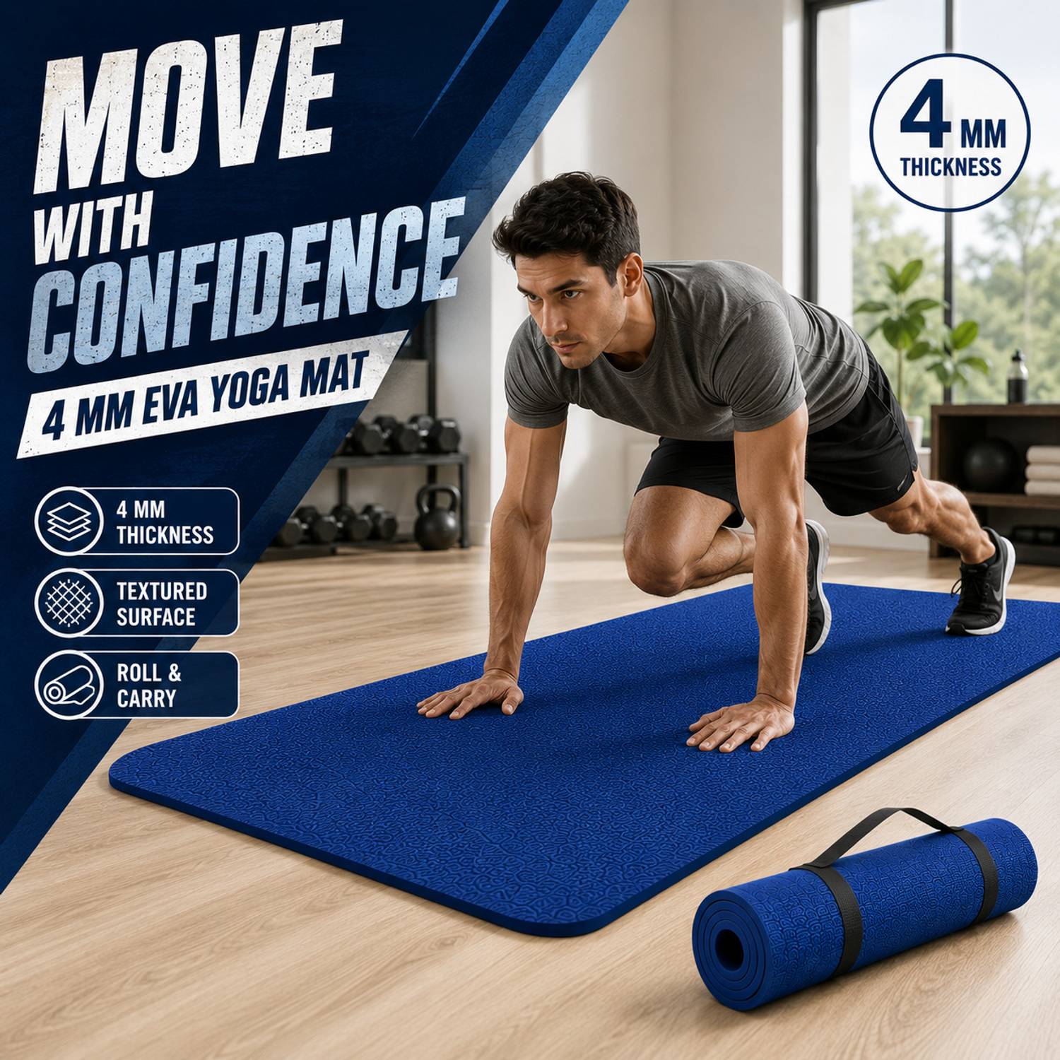 Crosfit 4mm Blue Yoga Mat - Image 1