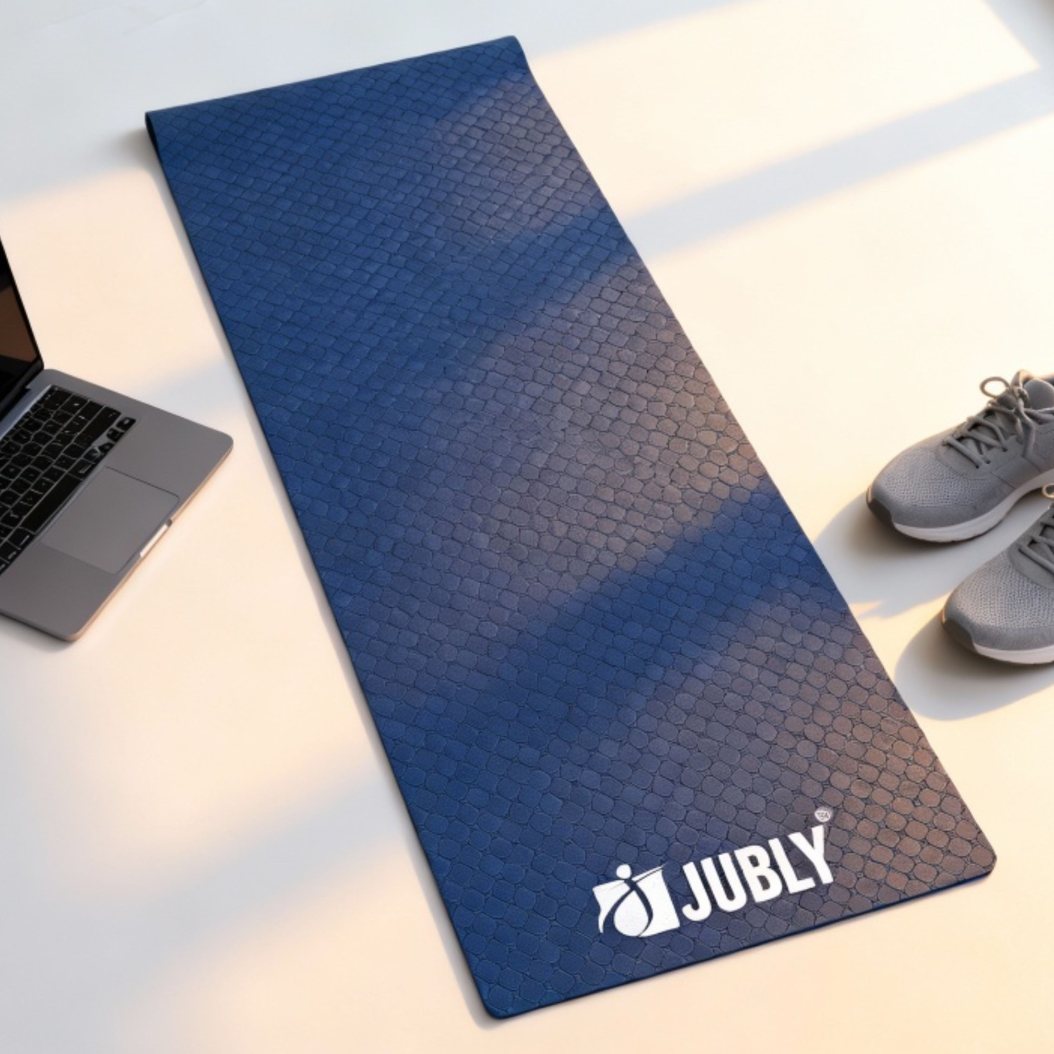 Image of Jubly Premium Eva foam Yoga Mat| Anti-Slip Texture Blue 8 mm mm Yoga Mat