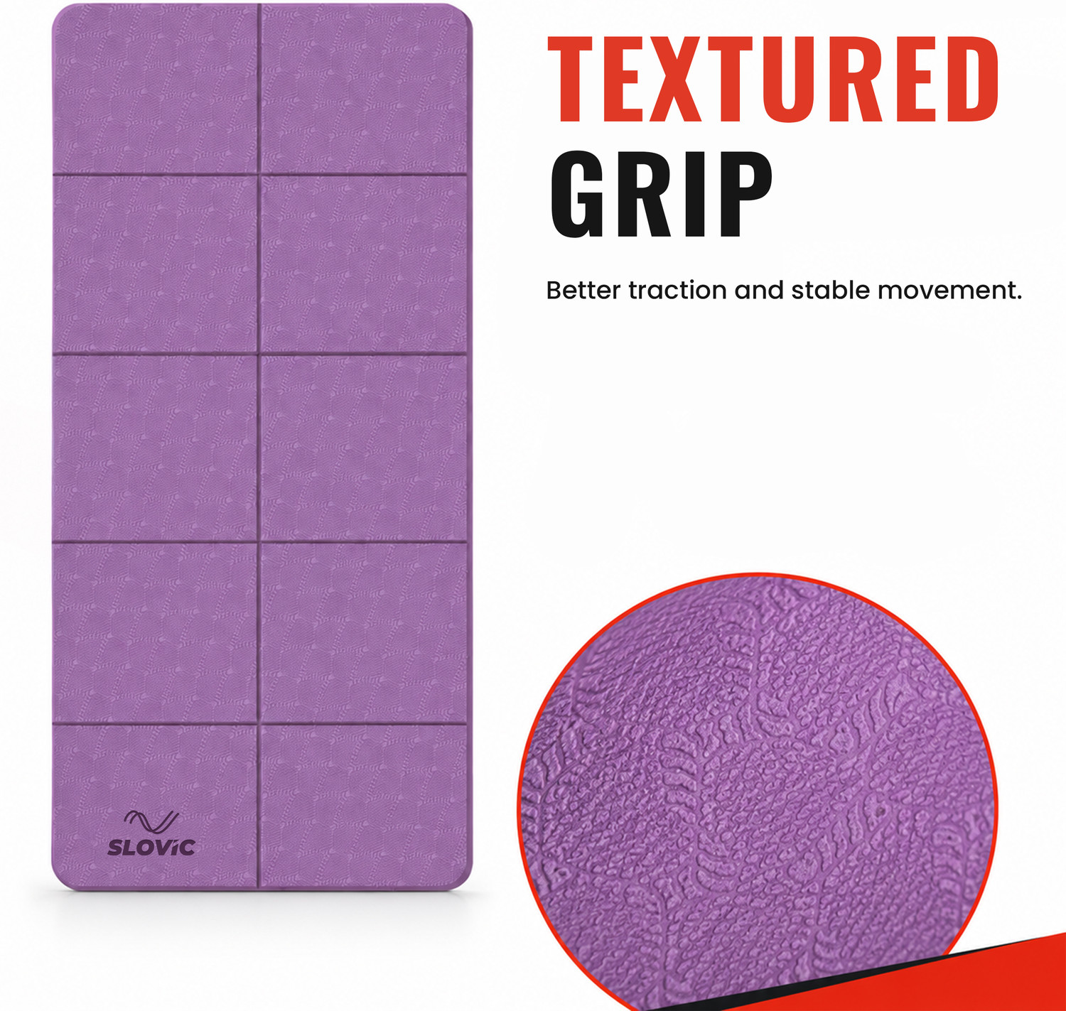 Image of SLOVIC Non-Slip Foldable Yoga Mat-Perfect Grip for All Levels Thickness 6mm | Purple Purple 6 mm Yoga Mat
