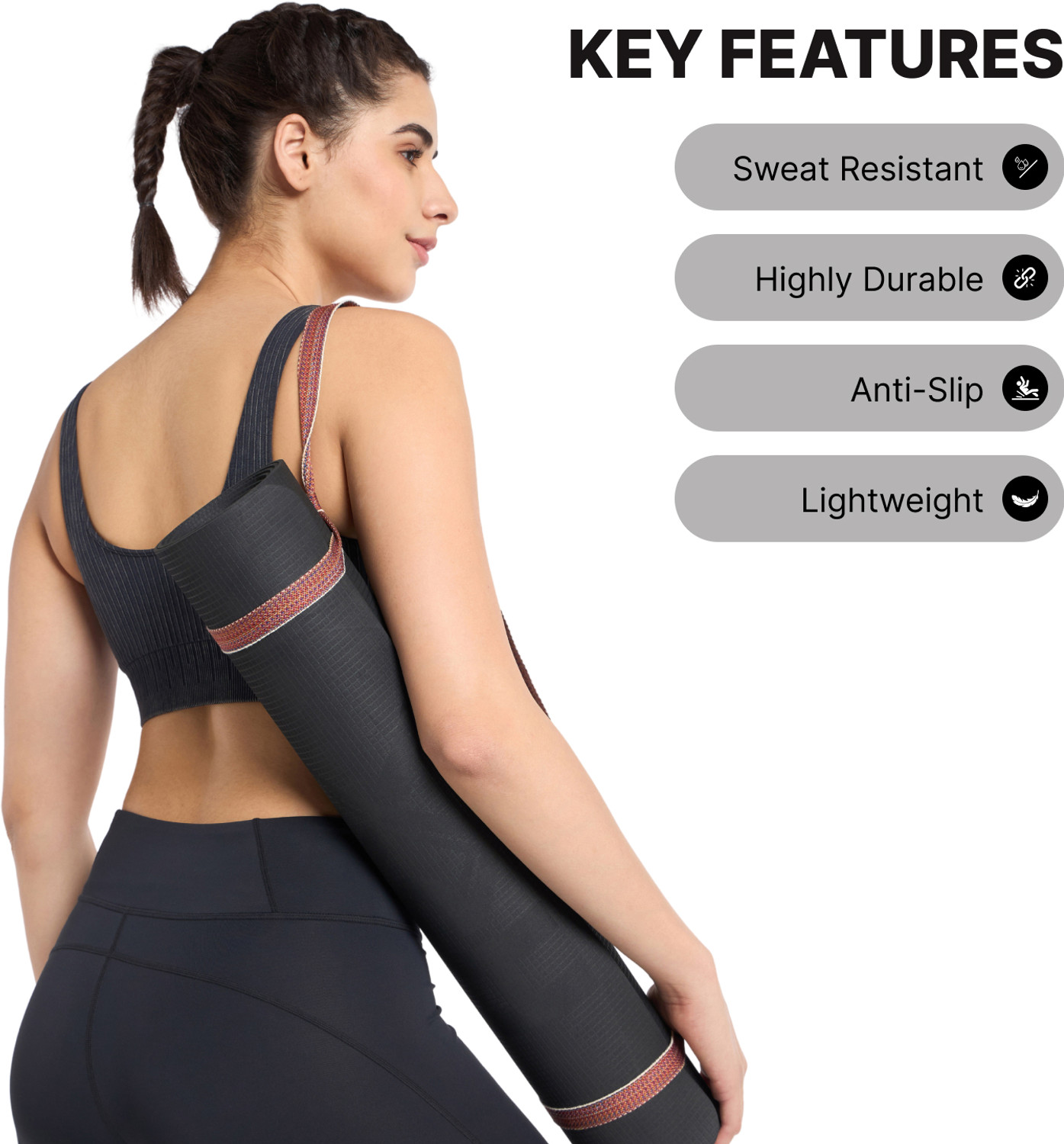 Image of HRX Yoga Mat EVA Black 4mm Black 4 mm Yoga Mat