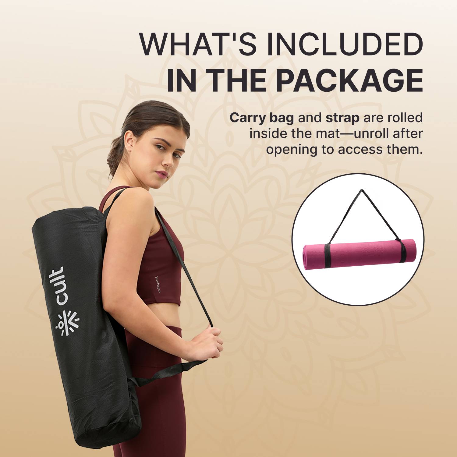 Cult 6mm Dual Color Wine/Black Yoga Mat - Image 5