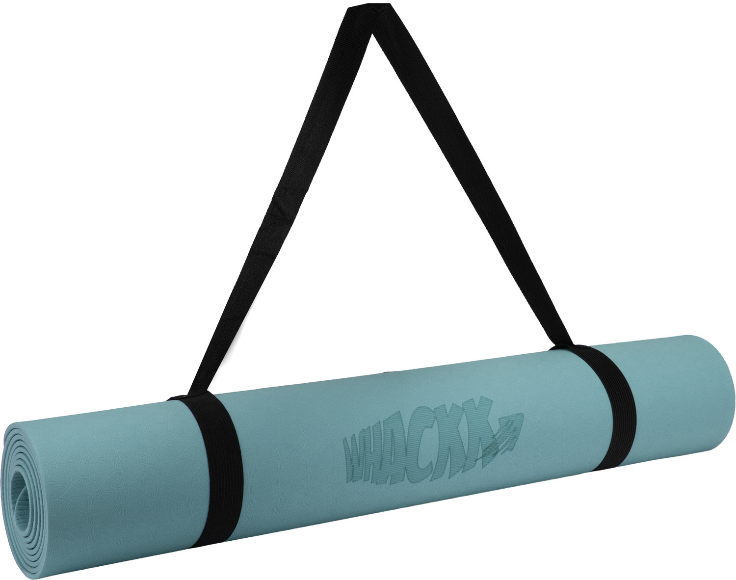 Image of WHACKK TPE Yoga Mat with Carry Strap | 4 mm TPE Non-Slippery Exercise Mat Eco Friendly Blue 4 mm Yoga Mat
