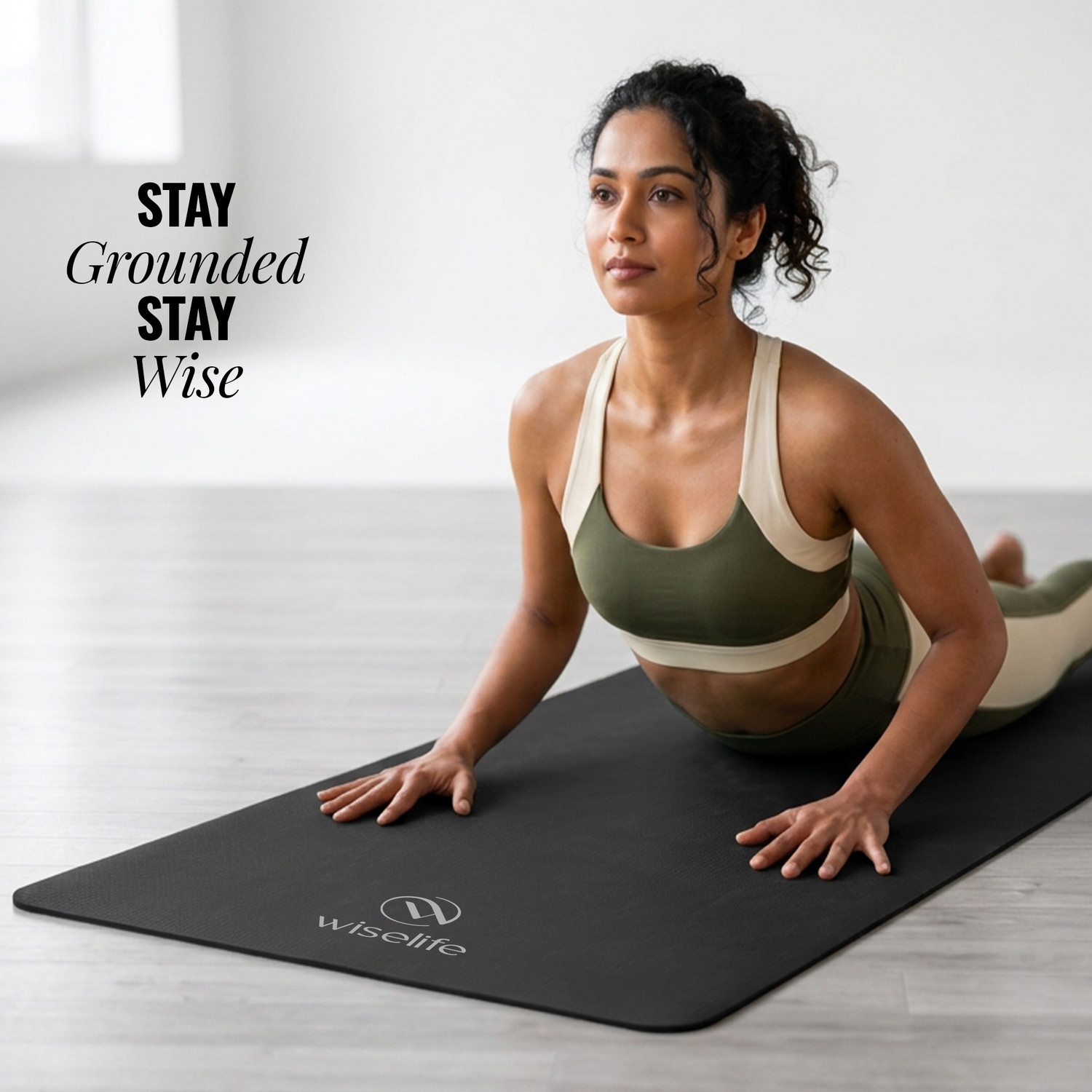Image of Wiselife Classic 4mm Yoga Mat | Anti-Skid & High Grip | With Carrying Strap Black 4 mm Yoga Mat