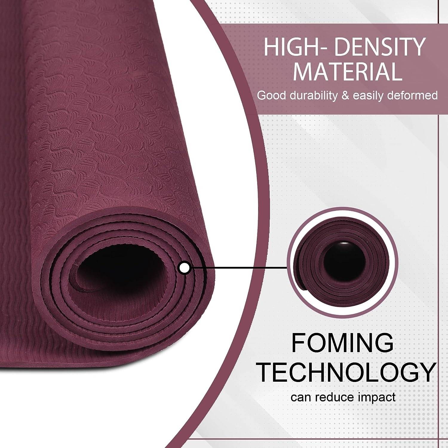 YFMATS 6MM Maroon Yoga Mat - Image 2